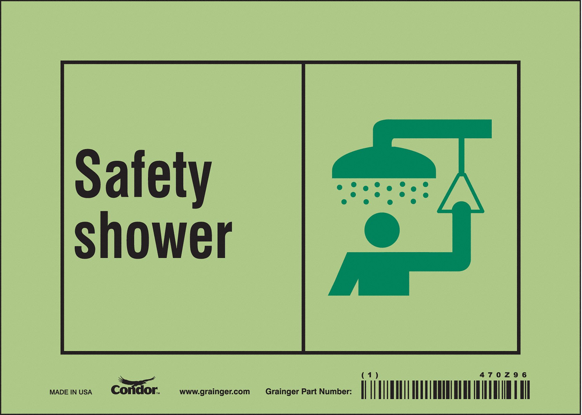 Safety Sign: Glow Vinyl, Adhesive Sign Mounting, 5 in x 7 in Nominal Sign Size, Not Retroreflective