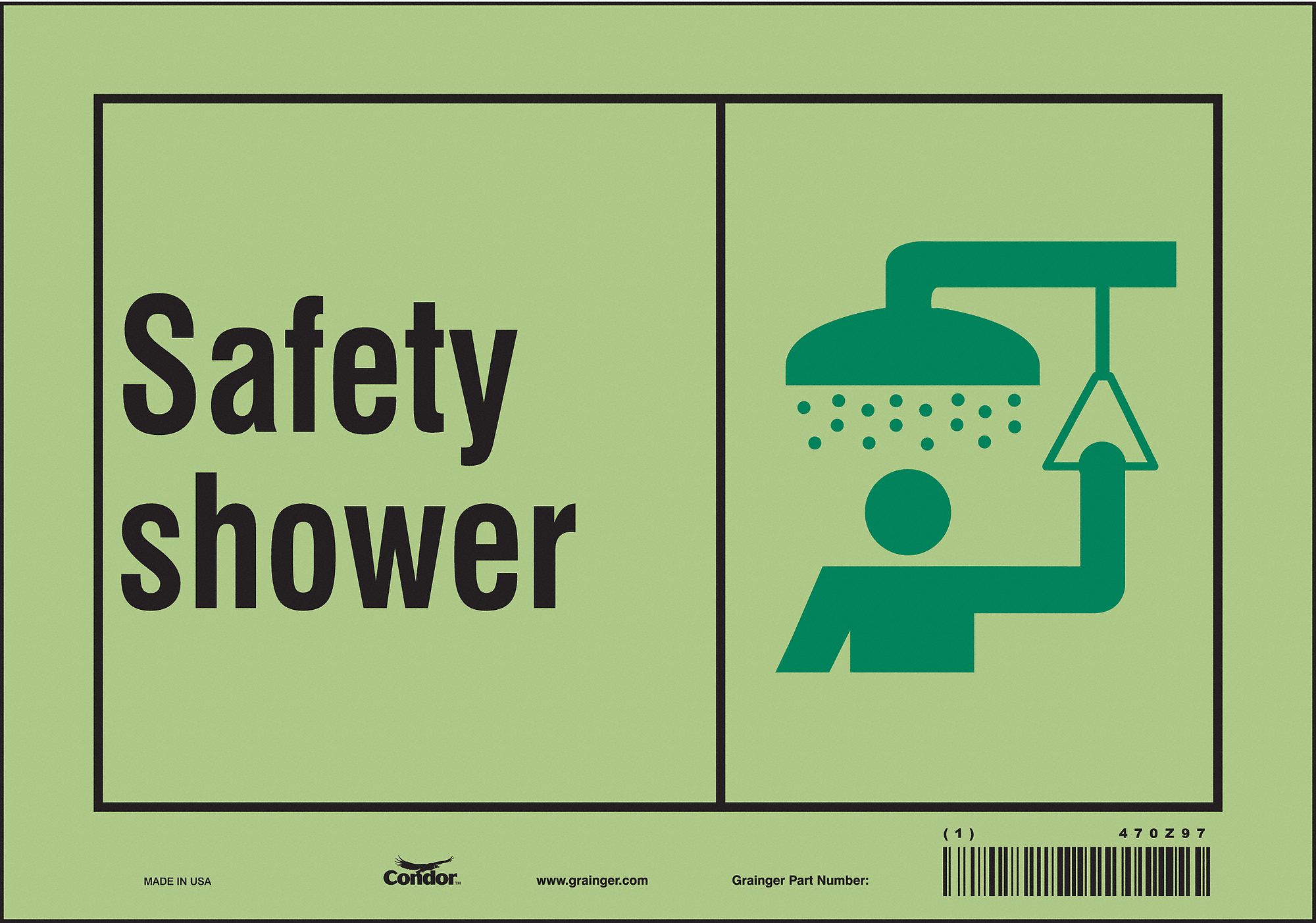 Safety Sign: Glow Vinyl, Adhesive Sign Mounting, 7 in x 10 in Nominal Sign Size, Not Retroreflective