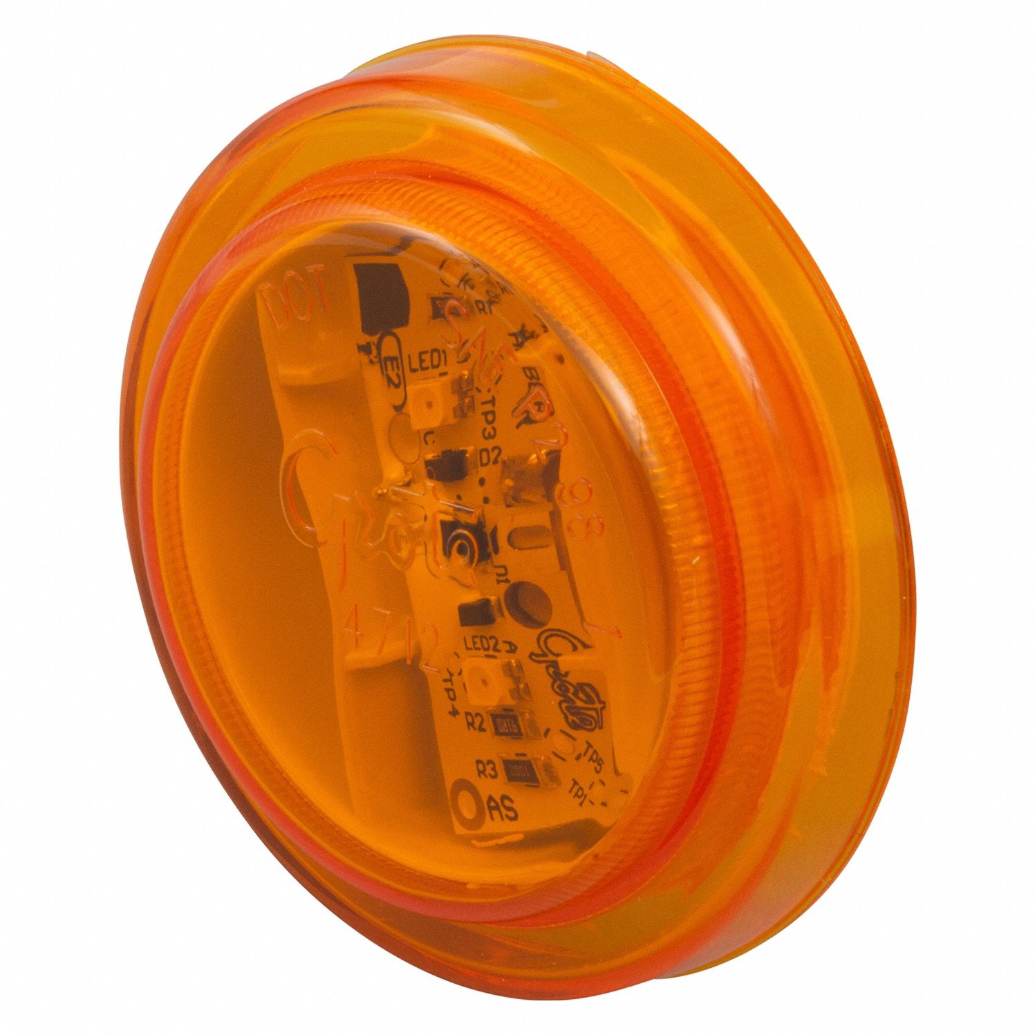 CLEARANCE MARKER LAMP, LED, ROUND, AMBER, BRACKET/GROMMET, PL-10 CONNECTOR