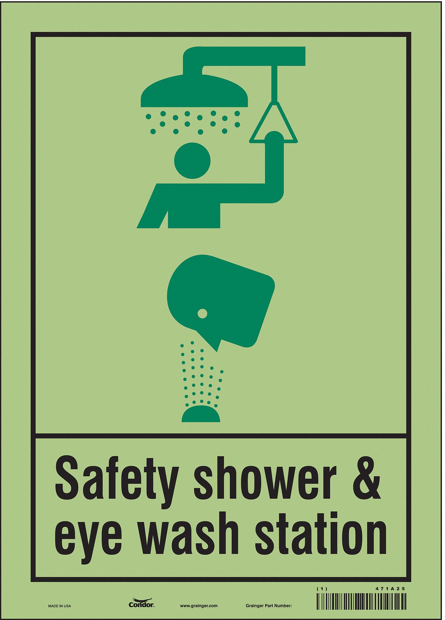 Safety Sign: Glow Vinyl, Adhesive Sign Mounting, 14 in x 10 in Nominal Sign Size, Glow In The Dark