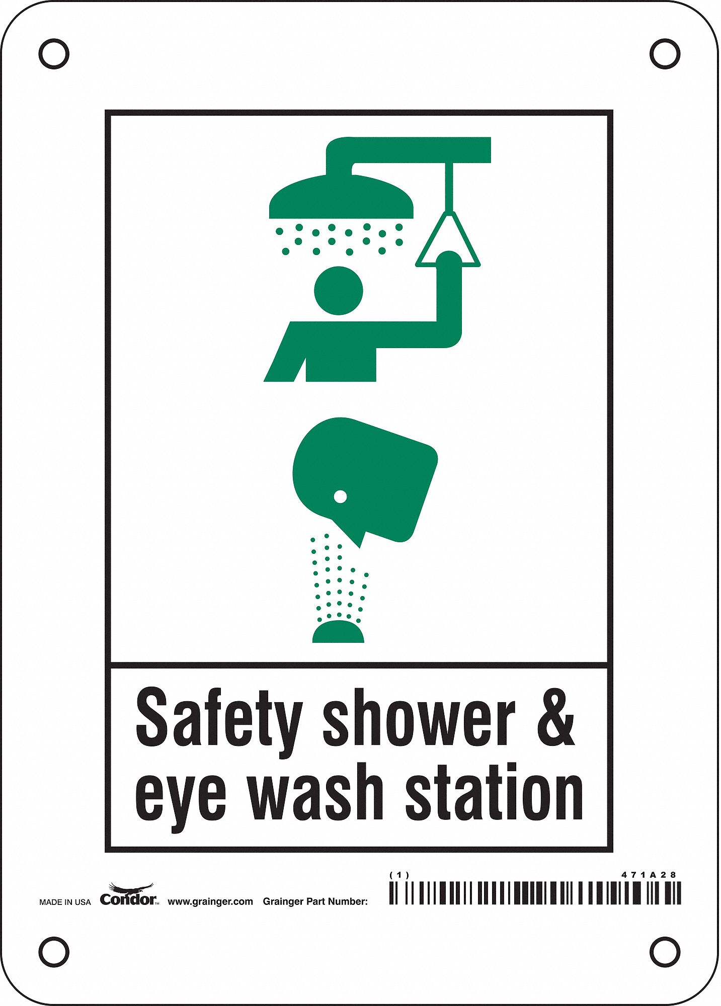 Safety Sign: Polyethylene, Mounting Holes Sign Mounting, 7 in x 5 in Nominal Sign Size