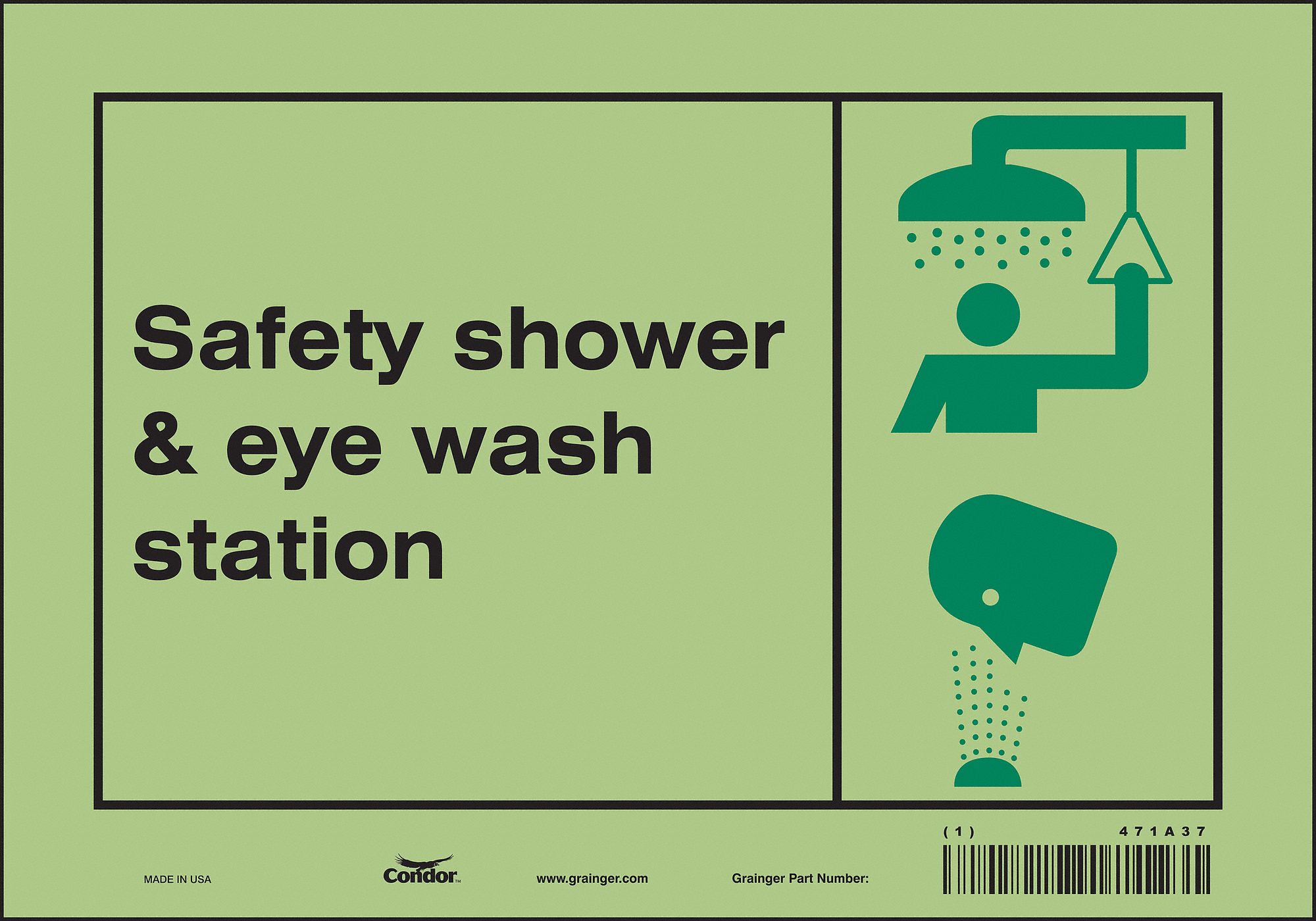 Safety Sign: Glow Vinyl, Adhesive Sign Mounting, 7 in x 10 in Nominal Sign Size, Not Retroreflective
