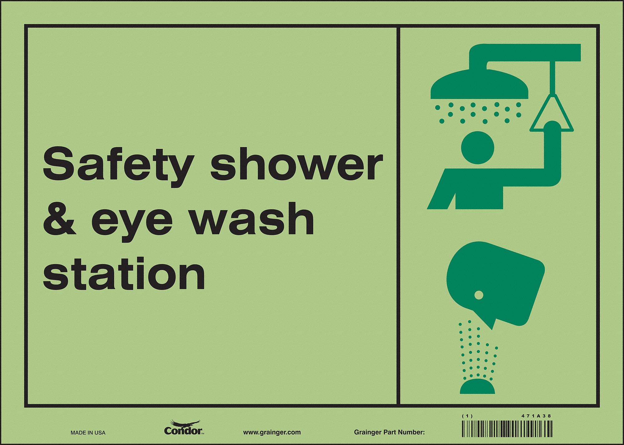 Safety Sign: Glow Vinyl, Adhesive Sign Mounting, 10 in x 14 in Nominal Sign Size, Glow In The Dark