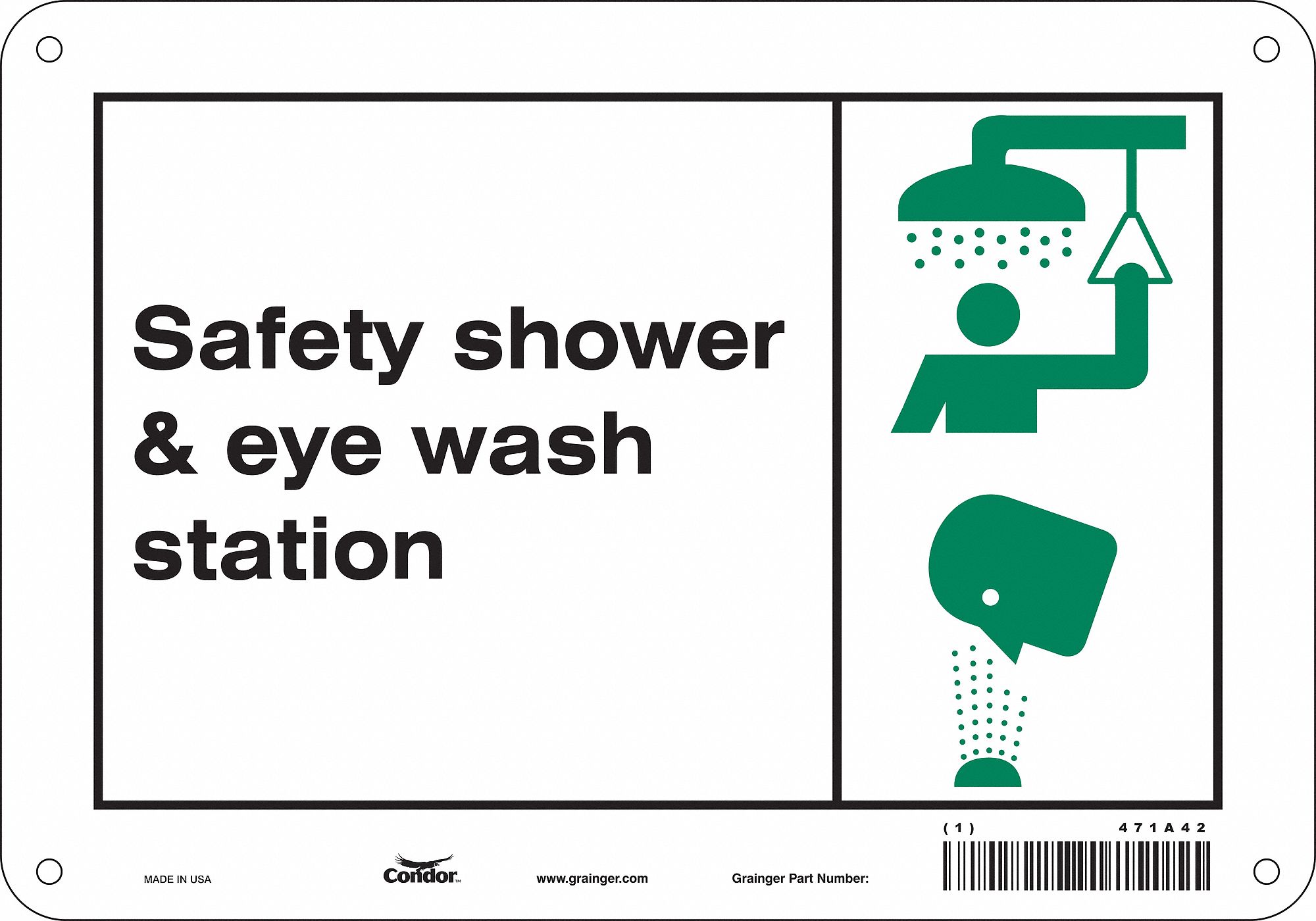 Safety Sign: Polyethylene, Mounting Holes Sign Mounting, 7 in x 10 in Nominal Sign Size