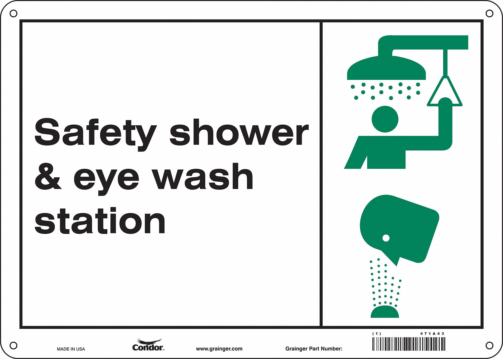 Safety Sign: Polyethylene, Mounting Holes Sign Mounting, 10 in x 14 in Nominal Sign Size