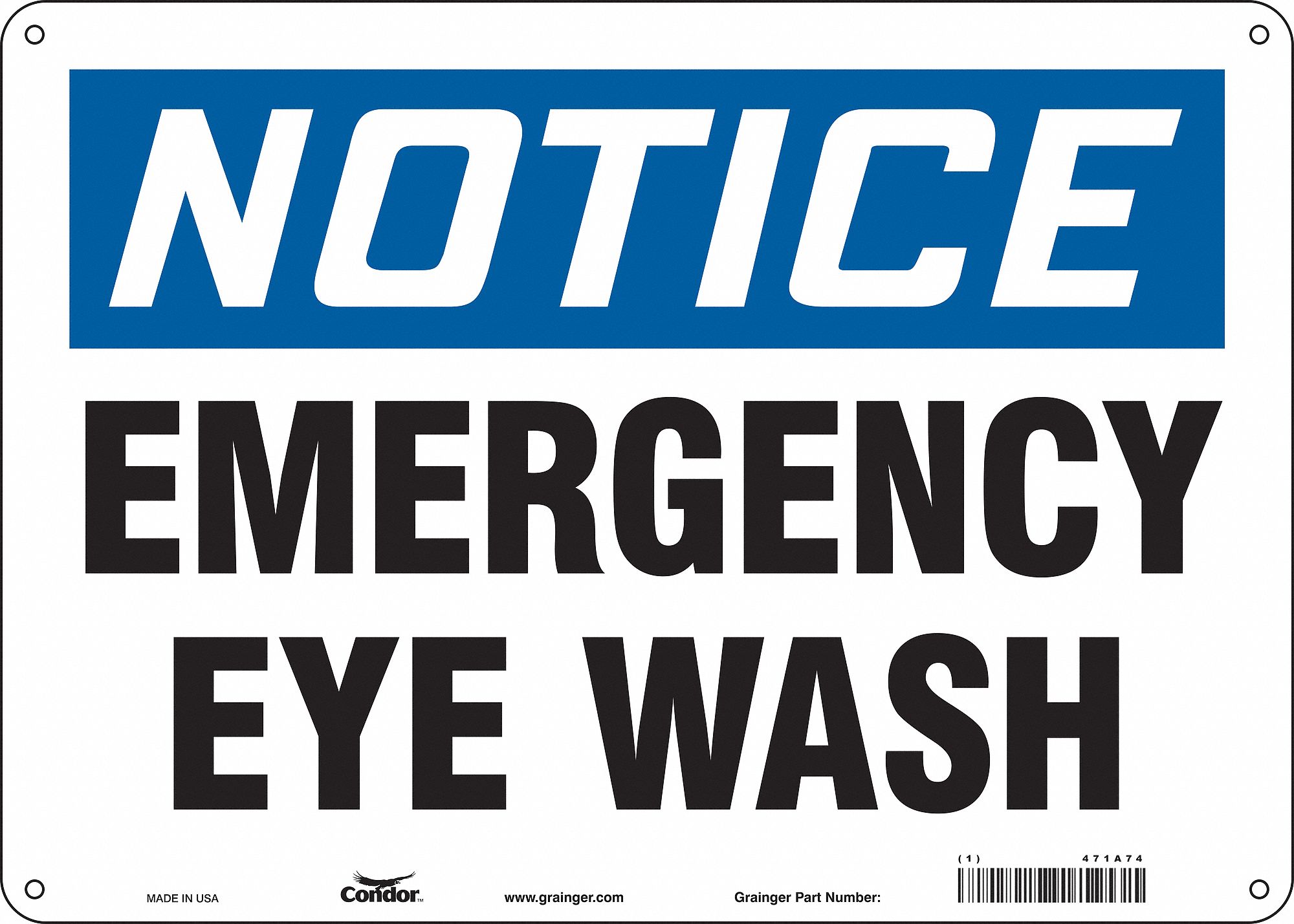 Safety Sign: Polyethylene, Mounting Holes Sign Mounting, 10 in x 14 in Nominal Sign Size