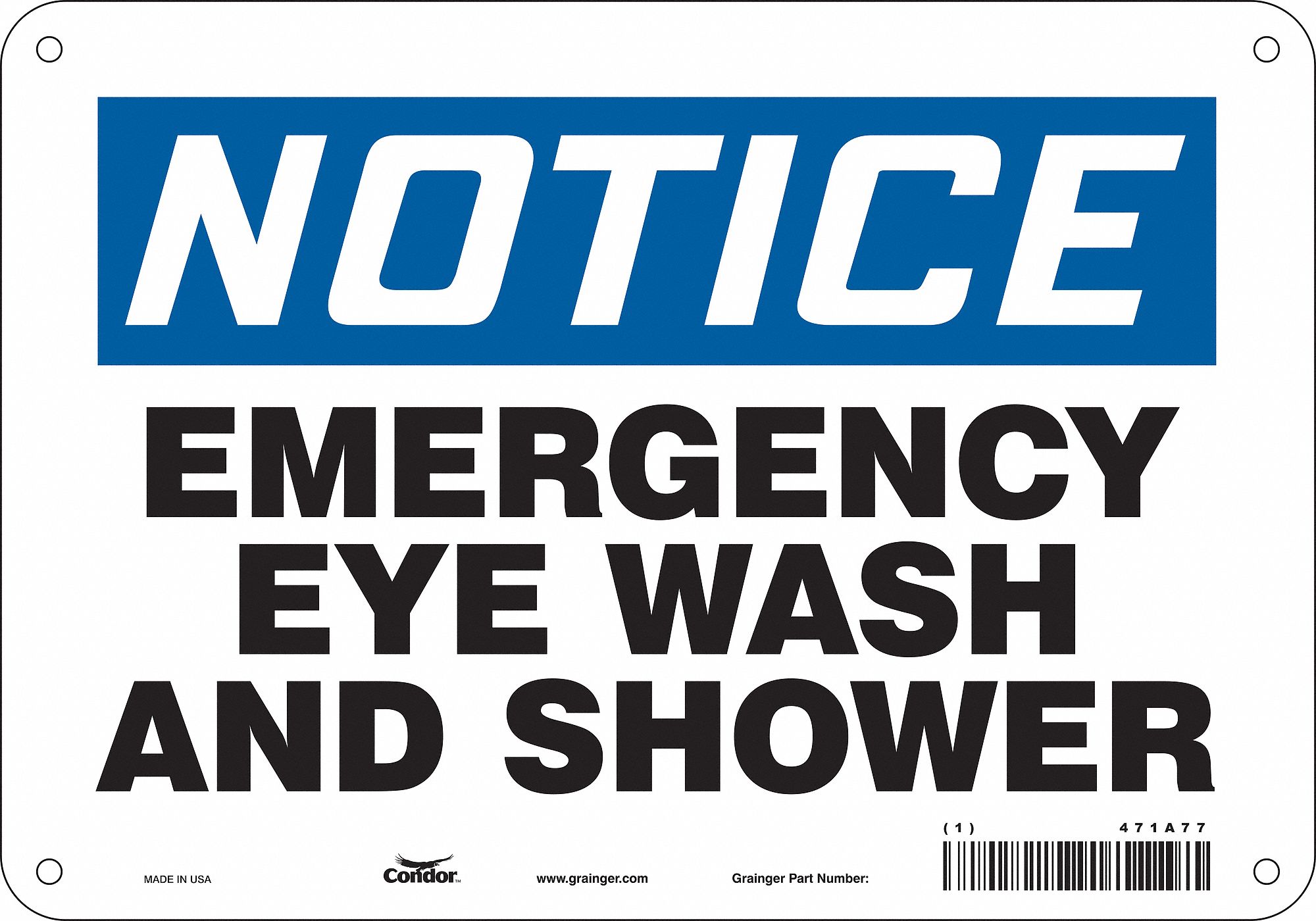 Safety Sign: Aluminum, Mounting Holes Sign Mounting, 7 in x 10 in Nominal Sign Size, 0.032 in Thick
