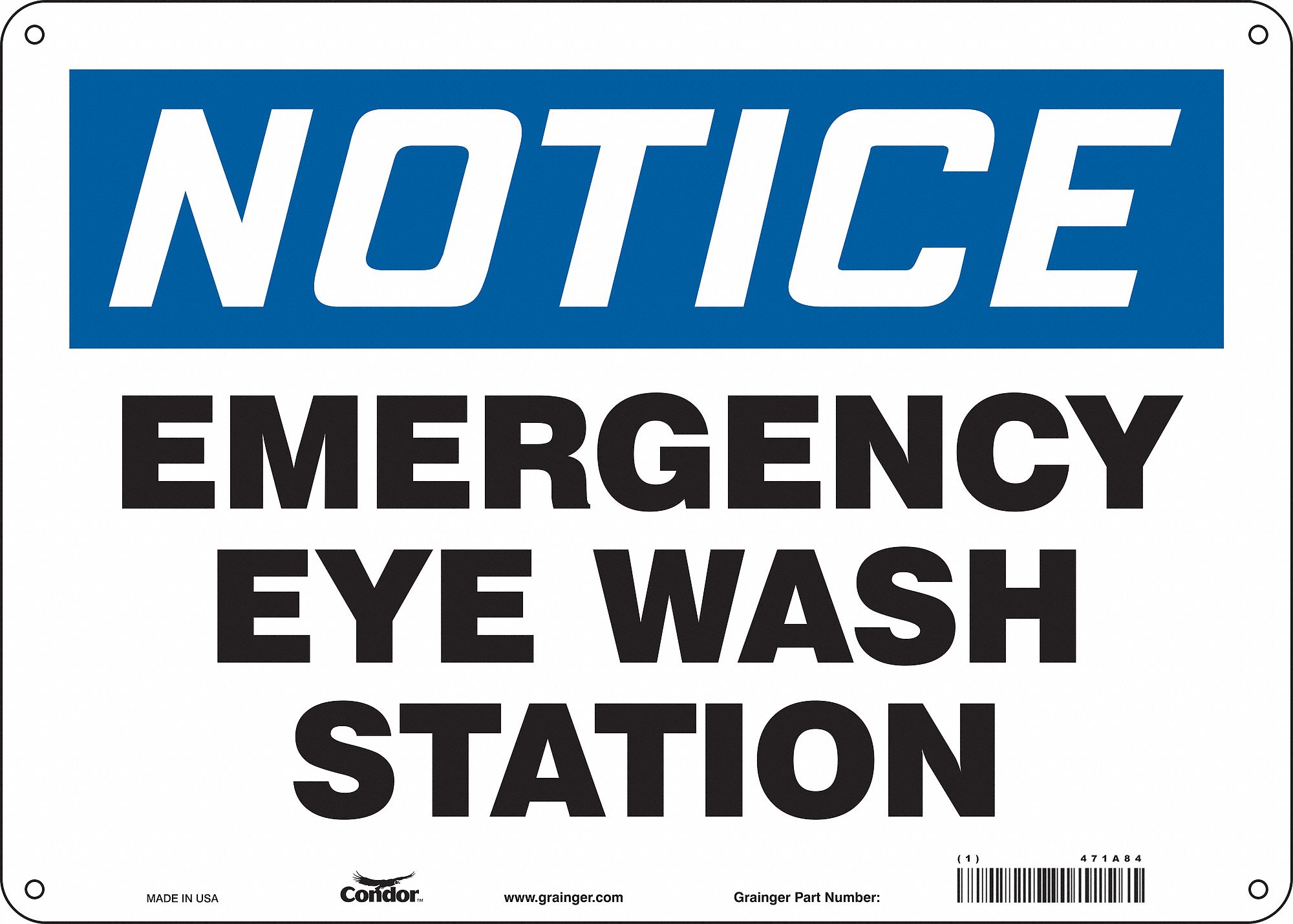 Safety Sign: Aluminum, Mounting Holes Sign Mounting, 10 in x 14 in Nominal Sign Size, 0.032 in Thick