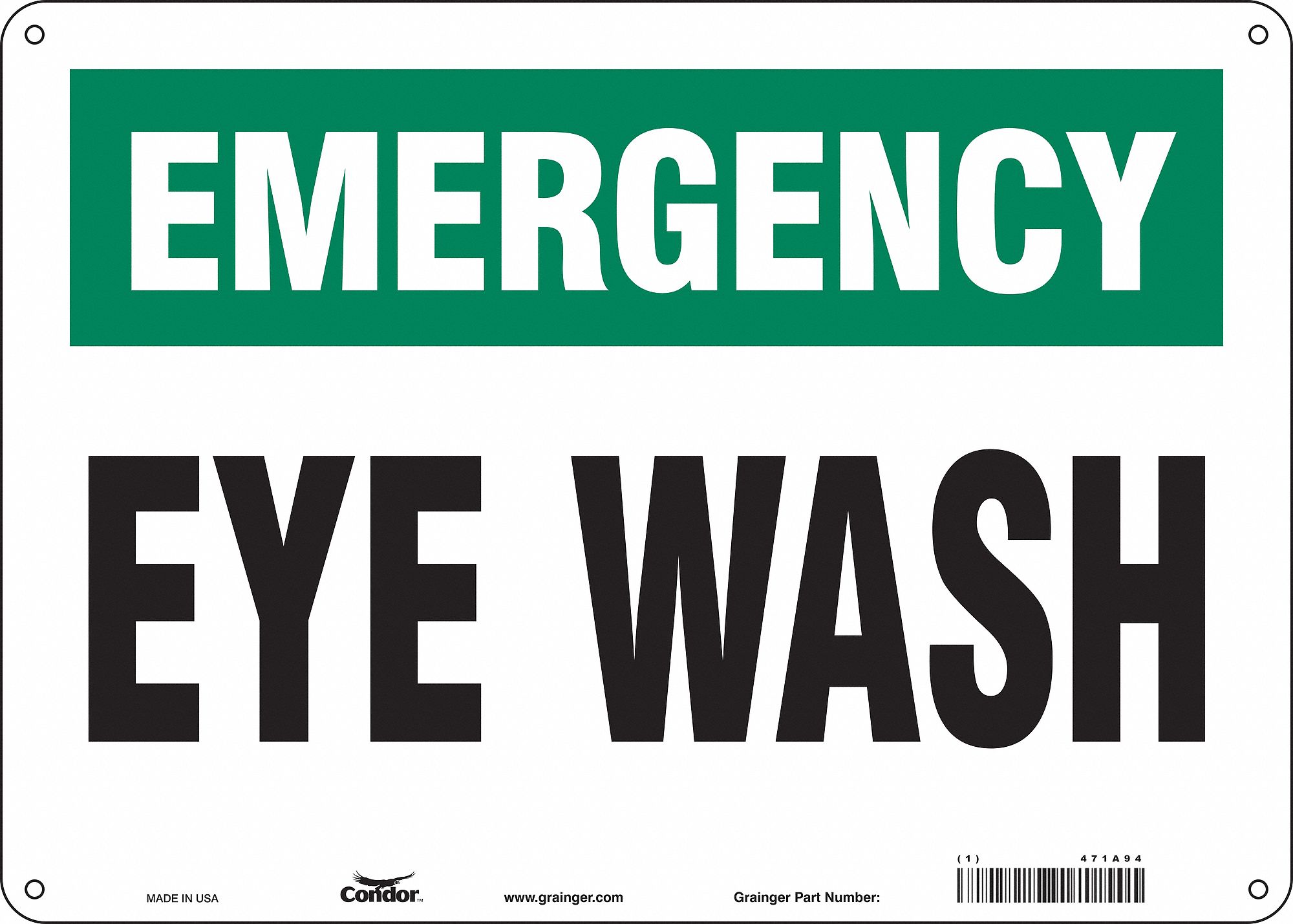 Safety Sign: Polyethylene, Mounting Holes Sign Mounting, 10 in x 14 in Nominal Sign Size
