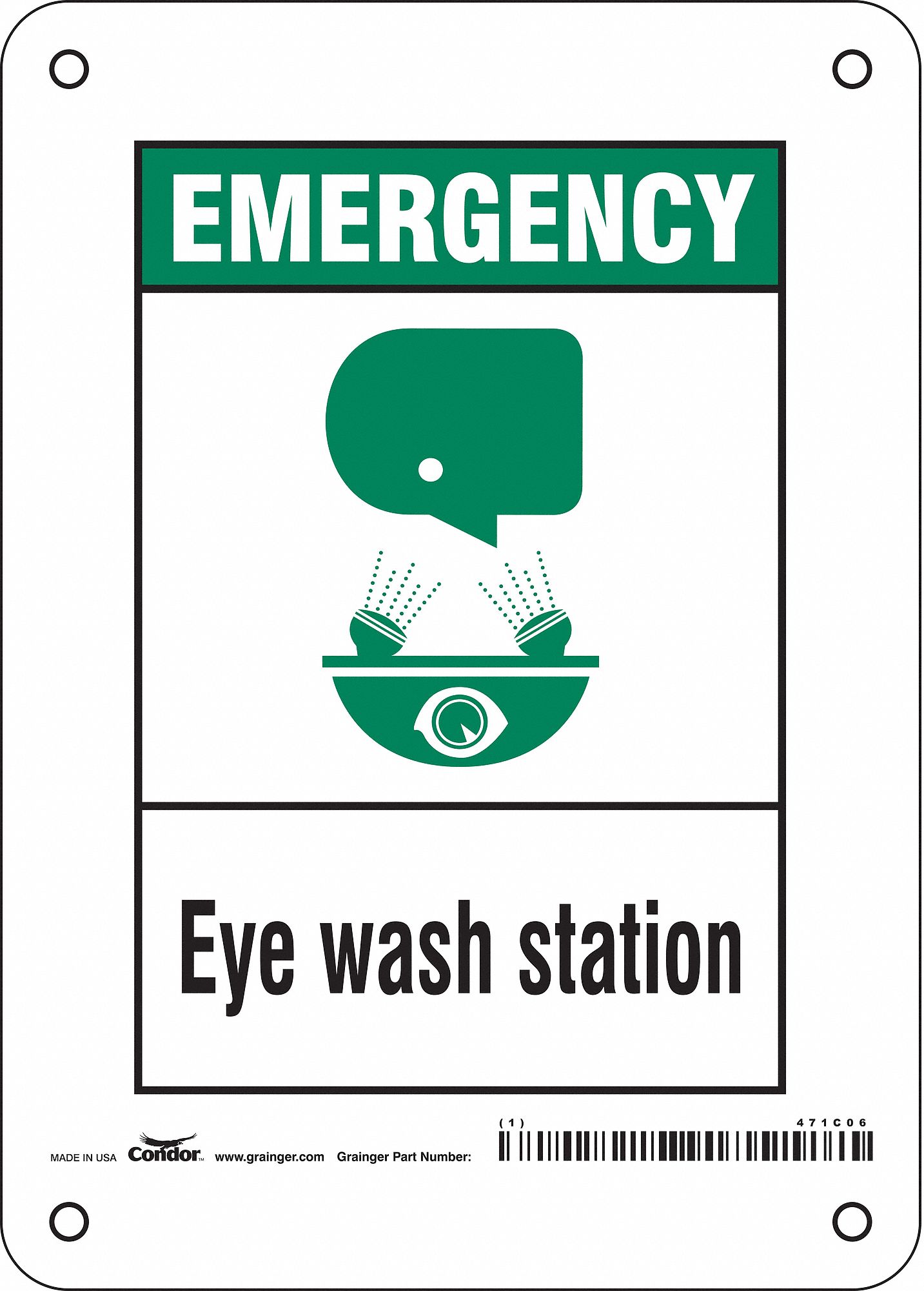 Safety Sign: Polyethylene, Mounting Holes Sign Mounting, 7 in x 5 in Nominal Sign Size