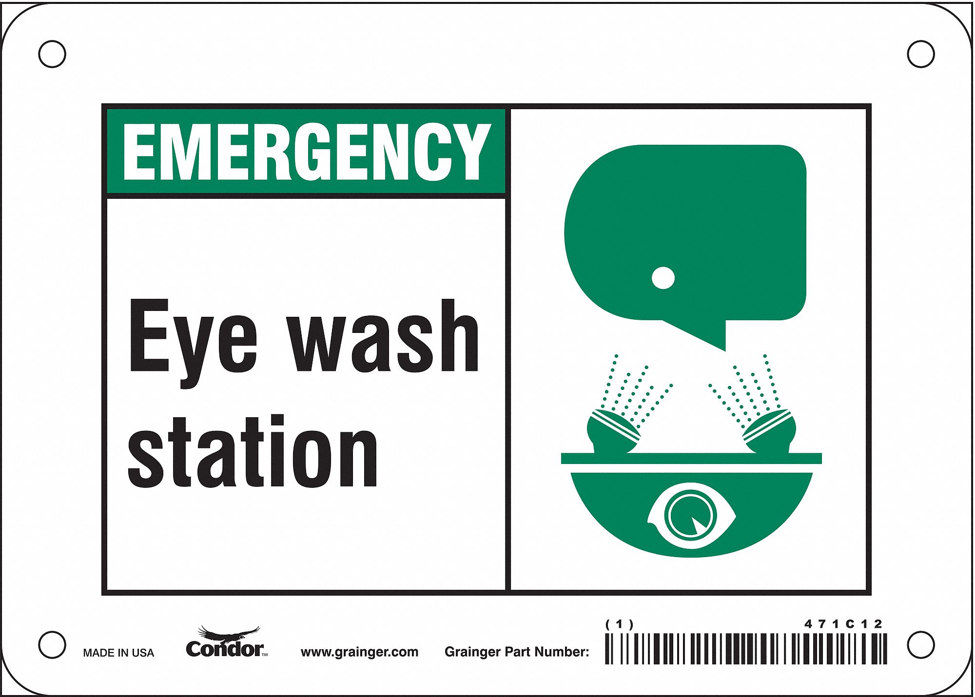 Safety Sign: Aluminum, Mounting Holes Sign Mounting, 5 in x 7 in Nominal Sign Size, 0.032 in Thick