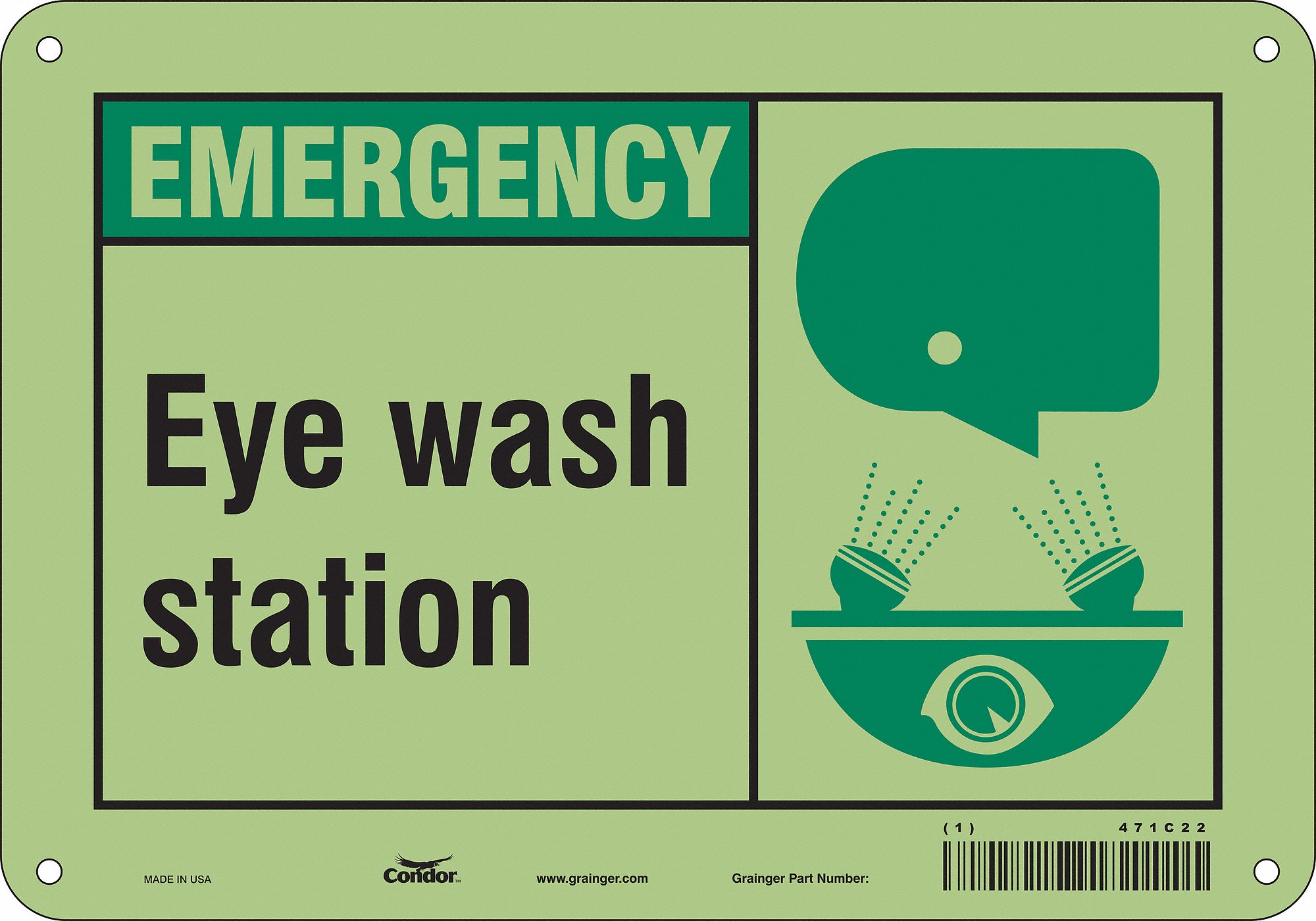 Safety Sign: Aluminum, Mounting Holes Sign Mounting, 7 in x 10 in Nominal Sign Size, 0.04 in Thick