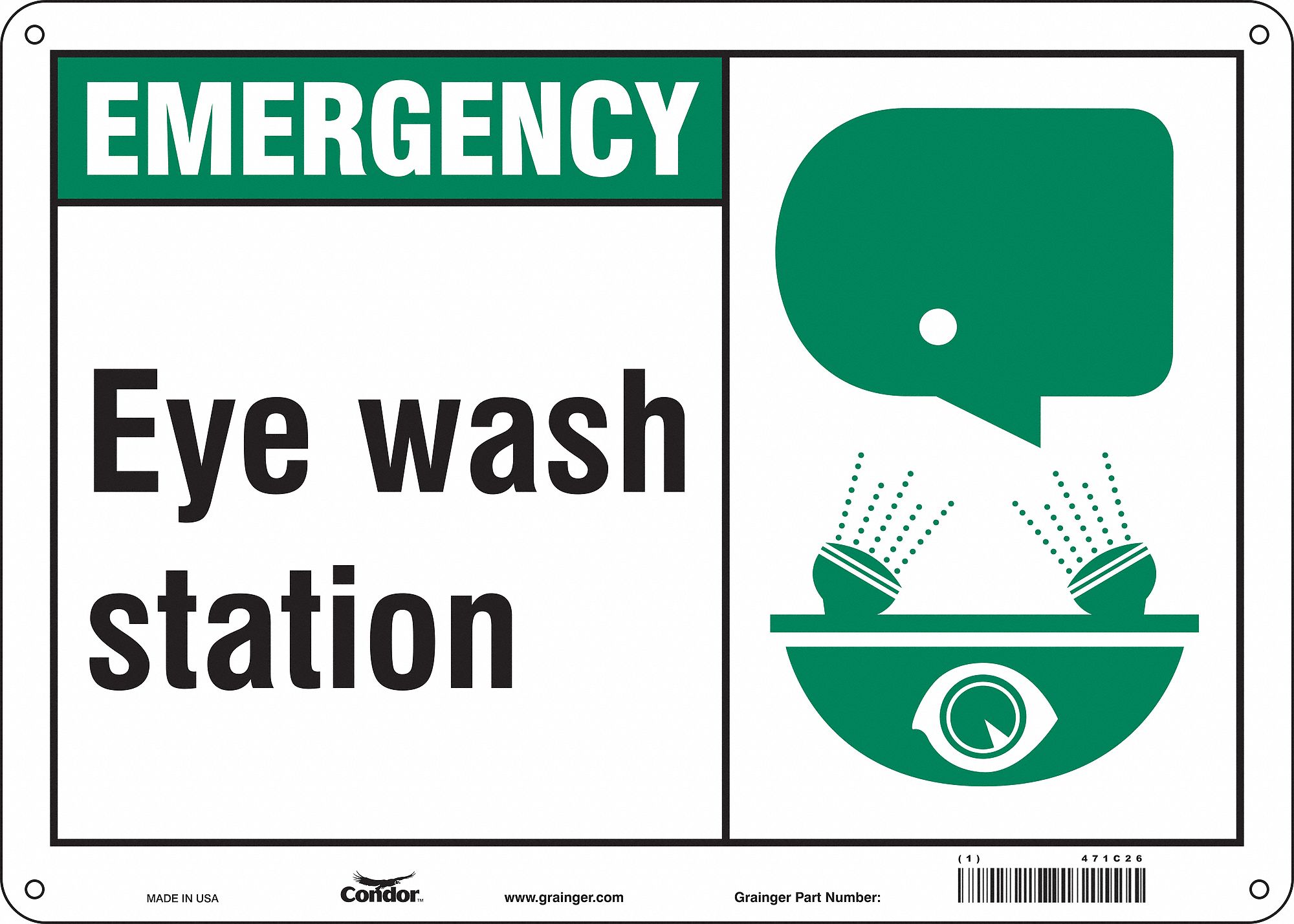 Safety Sign: Polyethylene, Mounting Holes Sign Mounting, 10 in x 14 in Nominal Sign Size