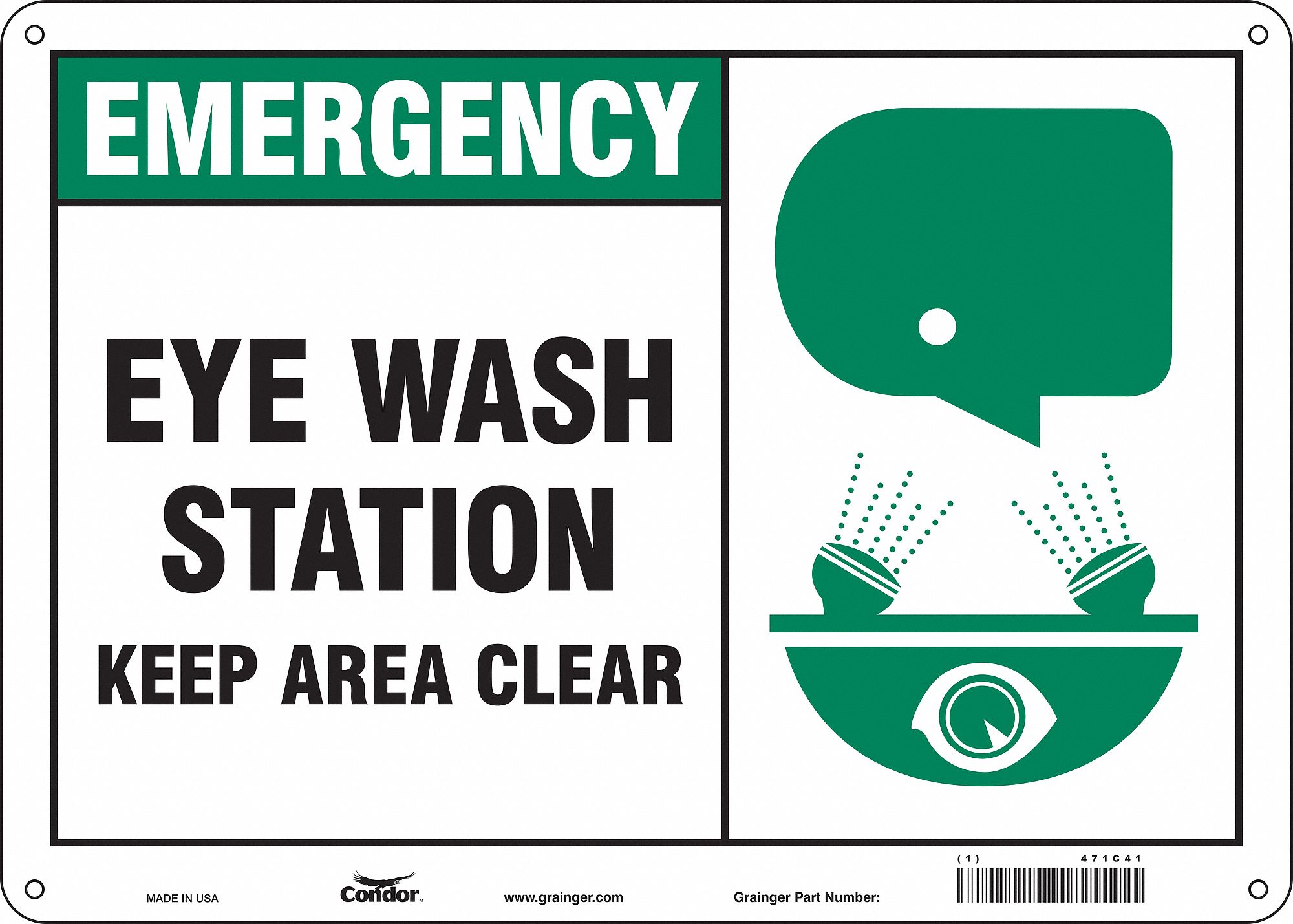 Safety Sign, 10 in x 14 in, Fiberglass