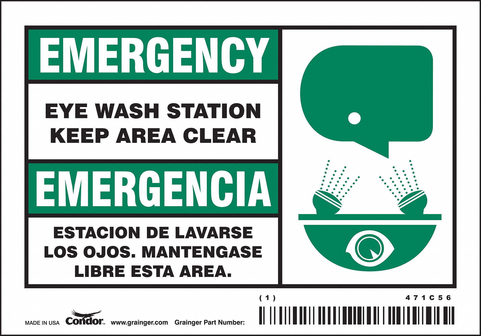 Safety Sign: Vinyl, Adhesive Sign Mounting, 3 1/2 in x 5 in Nominal Sign Size, 0.02 in Thick, 5 PK