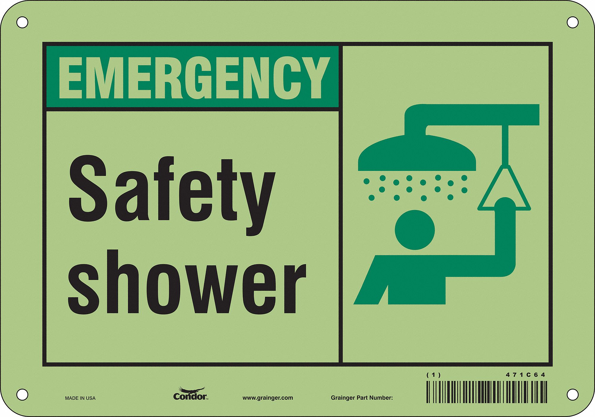 Safety Sign: Glow Vinyl, Adhesive Sign Mounting, 7 in x 10 in Nominal Sign Size, Not Retroreflective