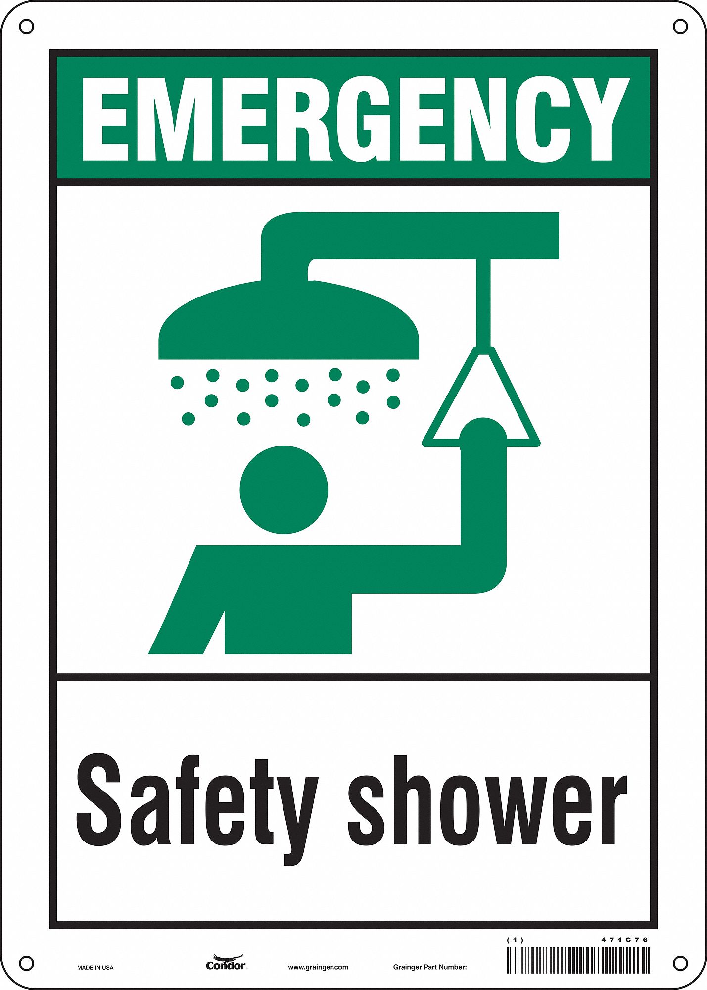Safety Sign: Aluminum, Mounting Holes Sign Mounting, 14 in x 10 in Nominal Sign Size, 0.032 in Thick