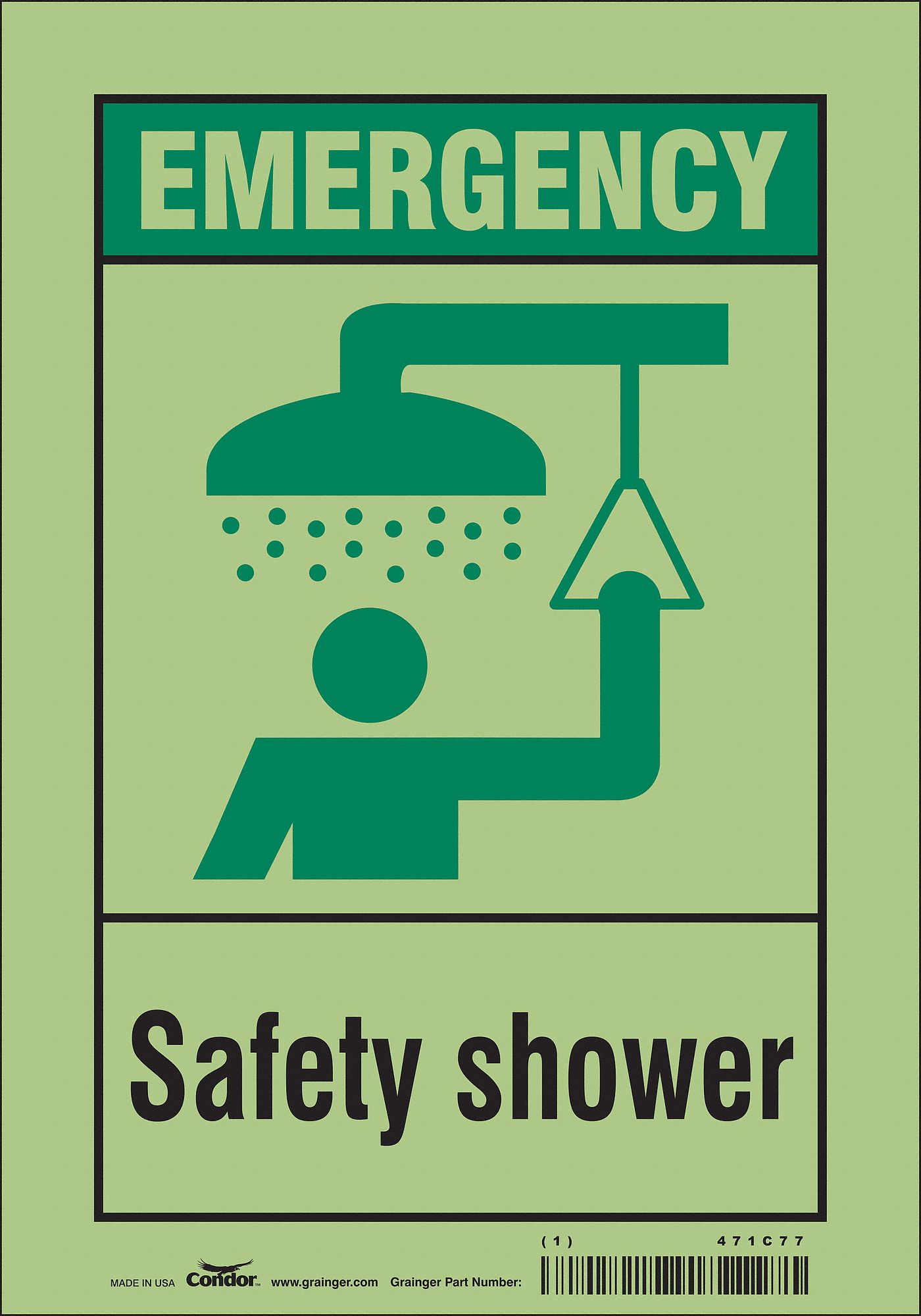 Safety Sign: Glow Vinyl, Adhesive Sign Mounting, 10 in x 7 in Nominal Sign Size, Not Retroreflective