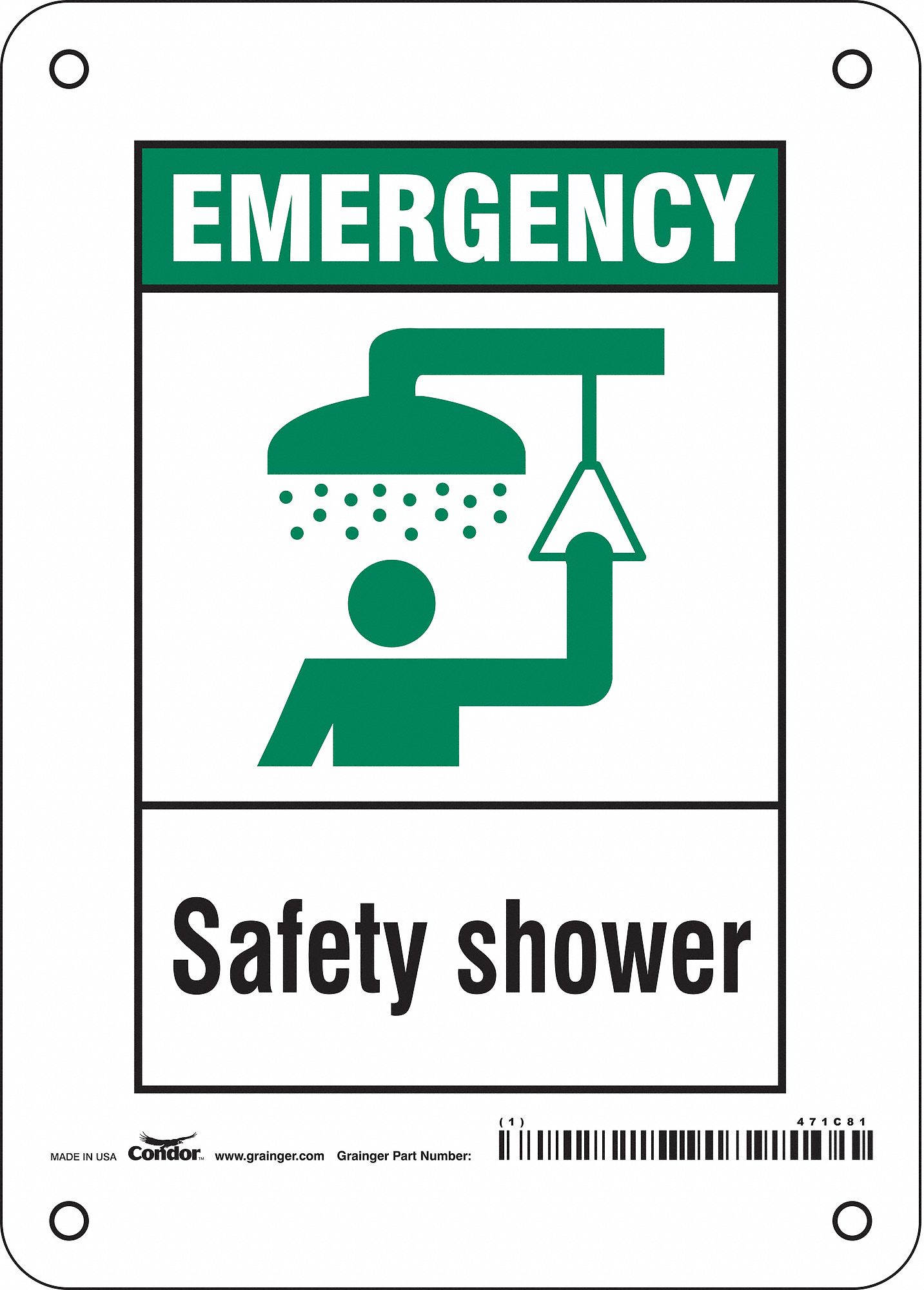 Safety Sign: Polyethylene, Mounting Holes Sign Mounting, 7 in x 5 in Nominal Sign Size