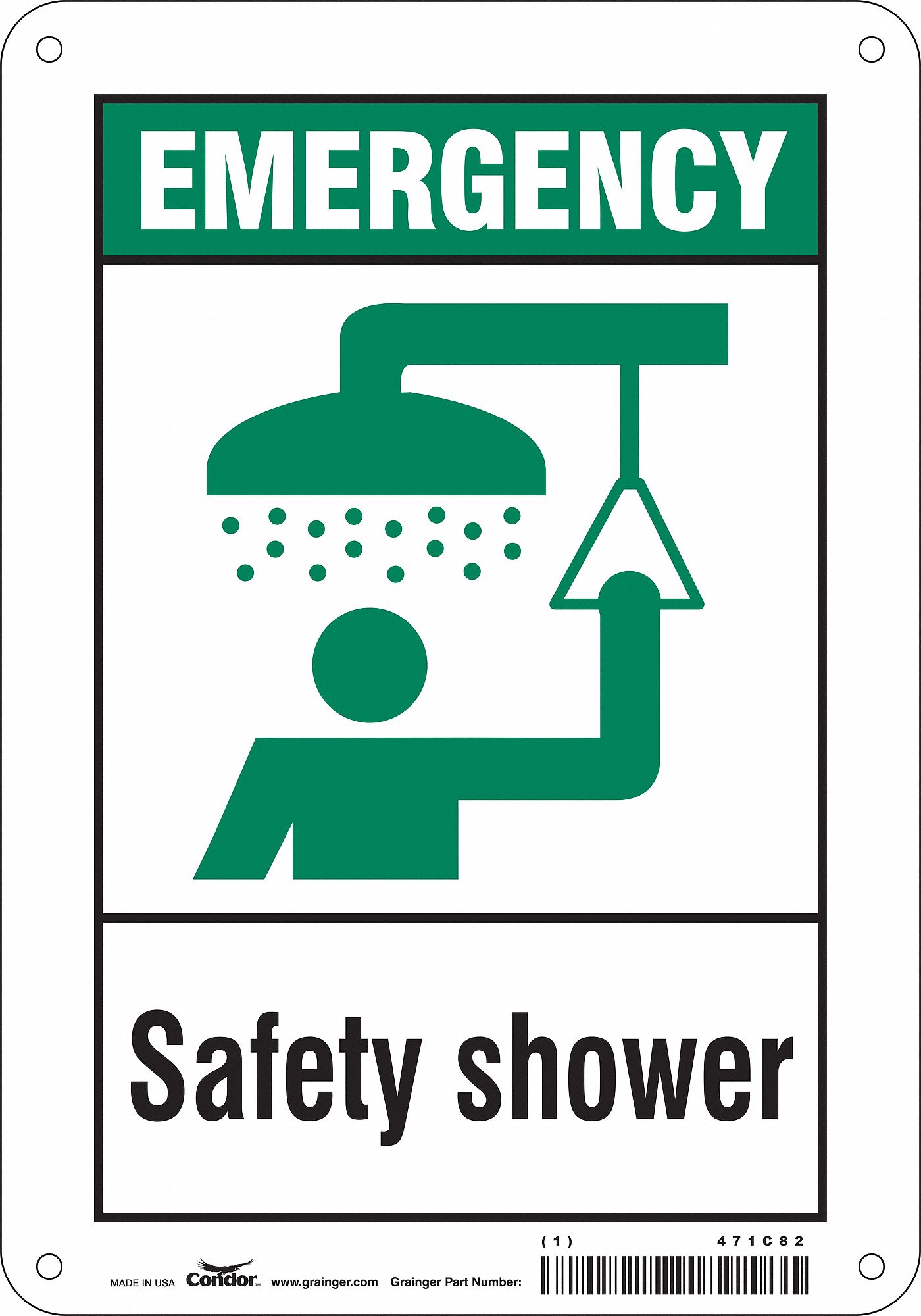 Safety Sign: Polyethylene, Mounting Holes Sign Mounting, 10 in x 7 in Nominal Sign Size
