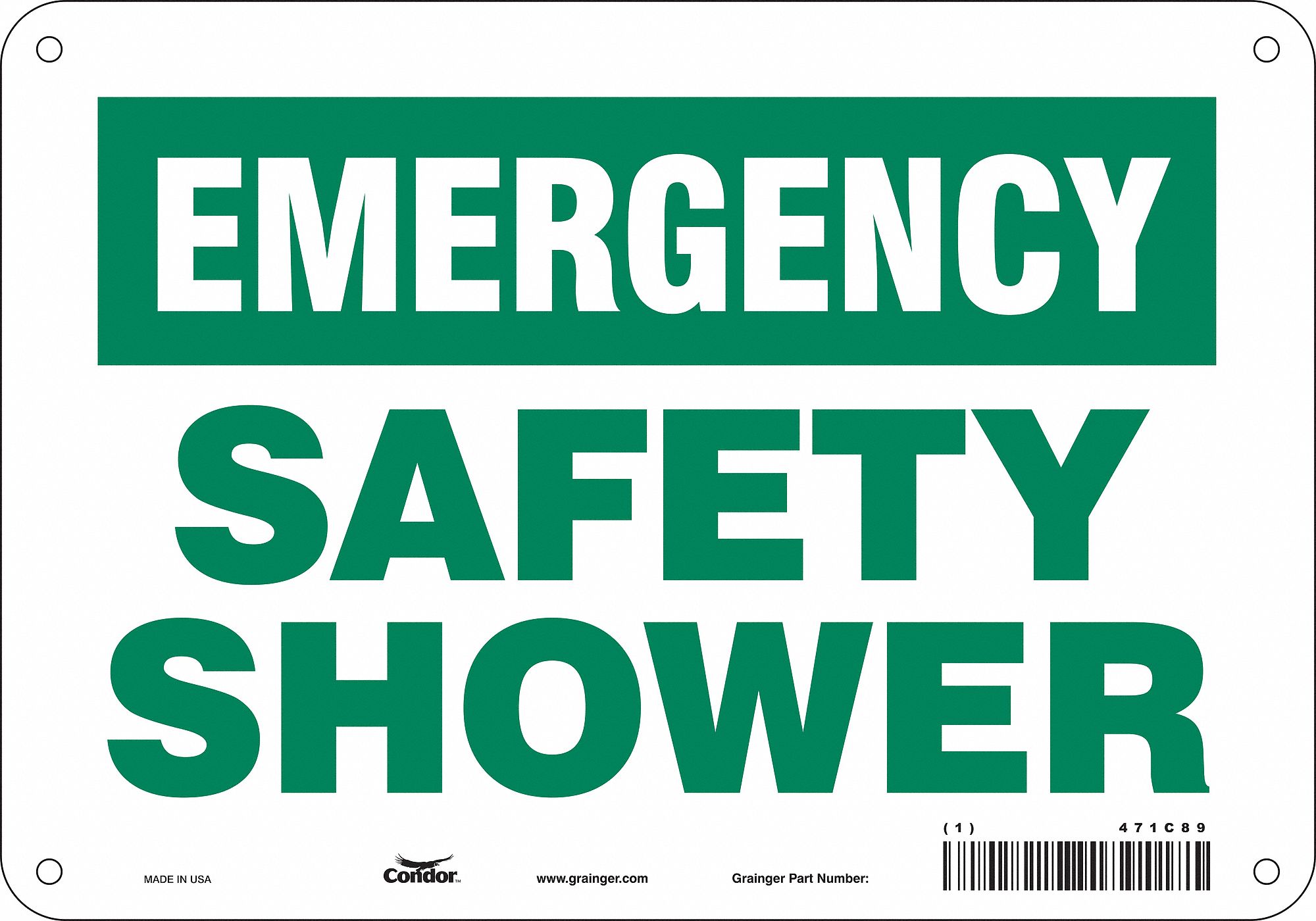 Safety Sign: Polyethylene, Mounting Holes Sign Mounting, 7 in x 10 in Nominal Sign Size