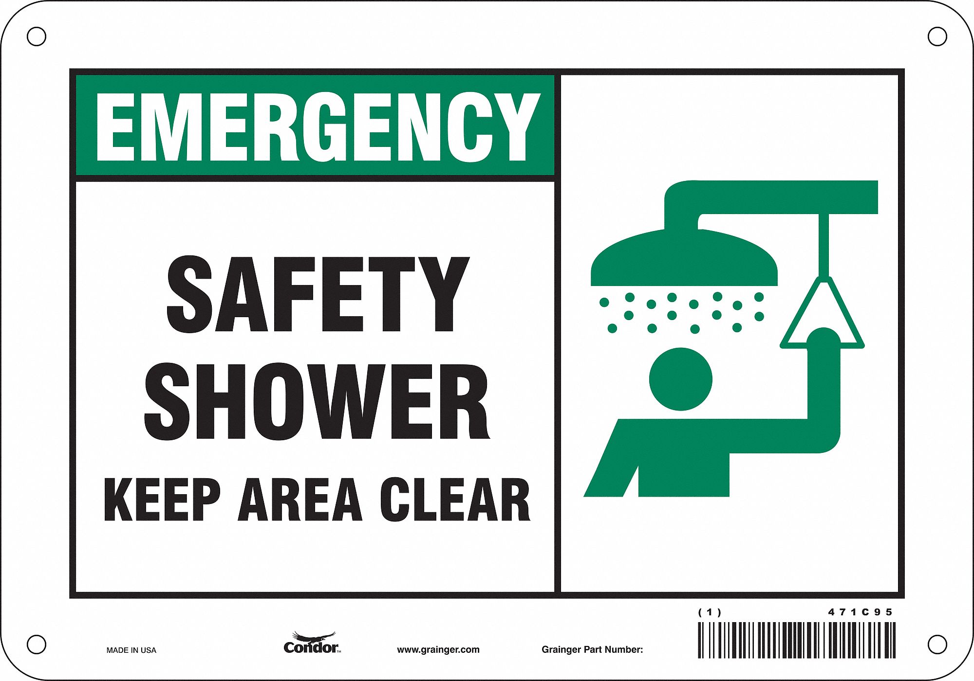 Safety Sign: Polyethylene, Mounting Holes Sign Mounting, 7 in x 10 in Nominal Sign Size