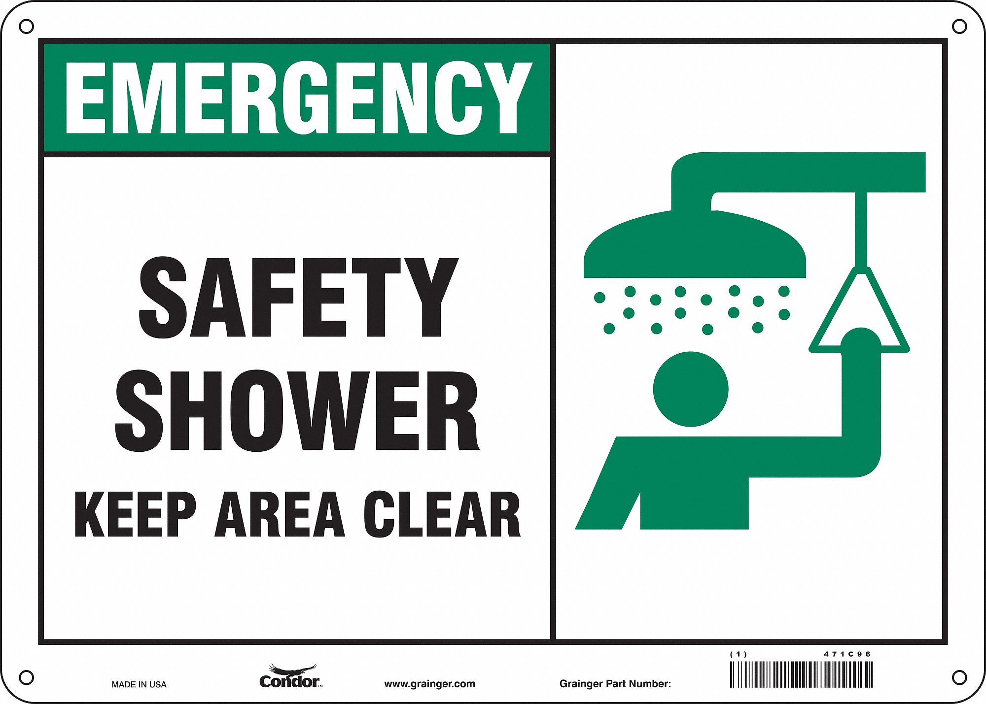 Safety Sign: Polyethylene, Mounting Holes Sign Mounting, 10 in x 14 in Nominal Sign Size