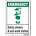 Emergency: Safety Shower & Eye Wash Station Signs