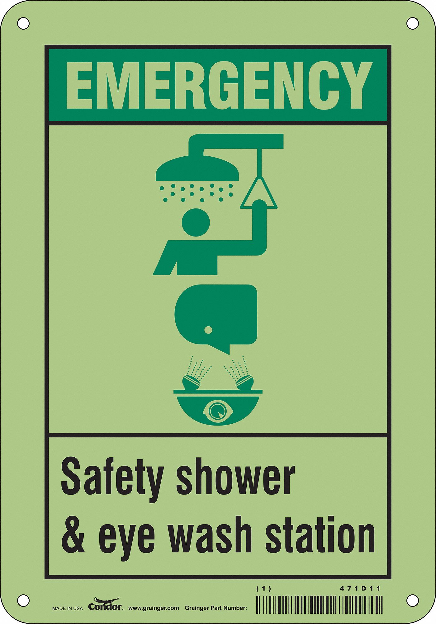 Safety Sign: Polyethylene, Mounting Holes Sign Mounting, 10 in x 7 in Nominal Sign Size