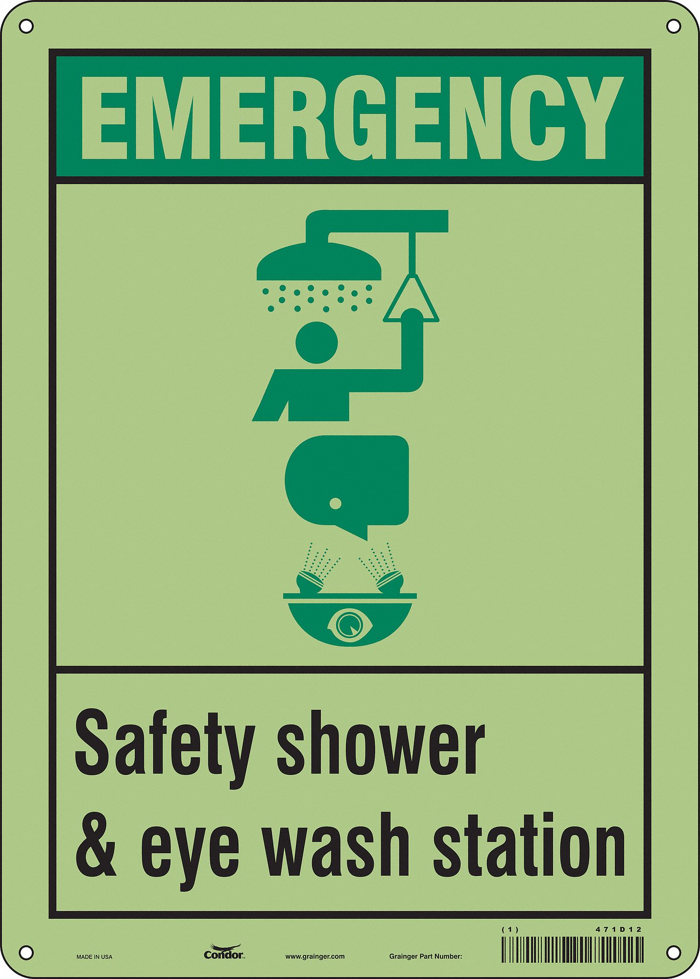 Safety Sign: Polyethylene, Mounting Holes Sign Mounting, 14 in x 10 in Nominal Sign Size