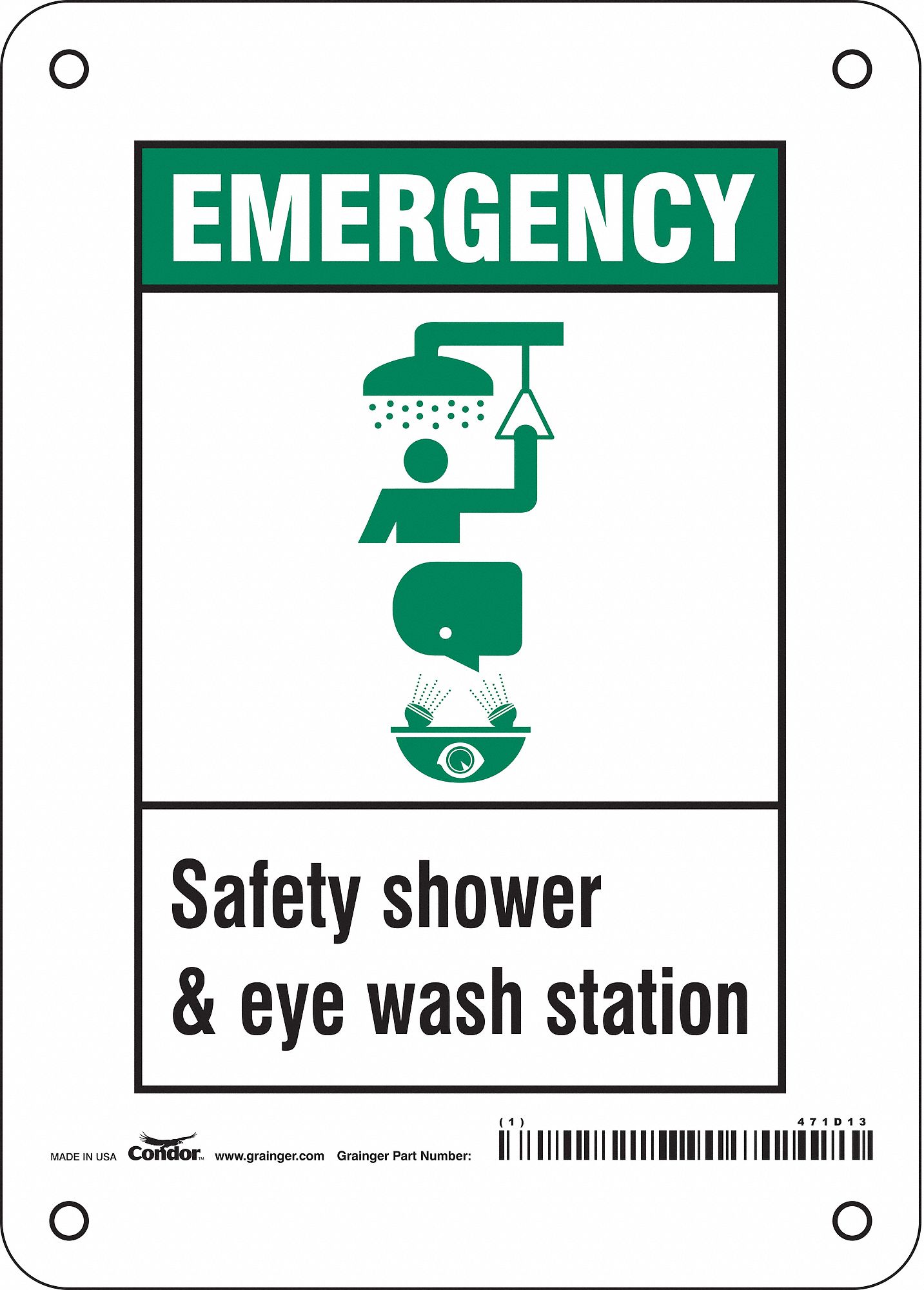 Safety Sign: Polyethylene, Mounting Holes Sign Mounting, 7 in x 5 in Nominal Sign Size