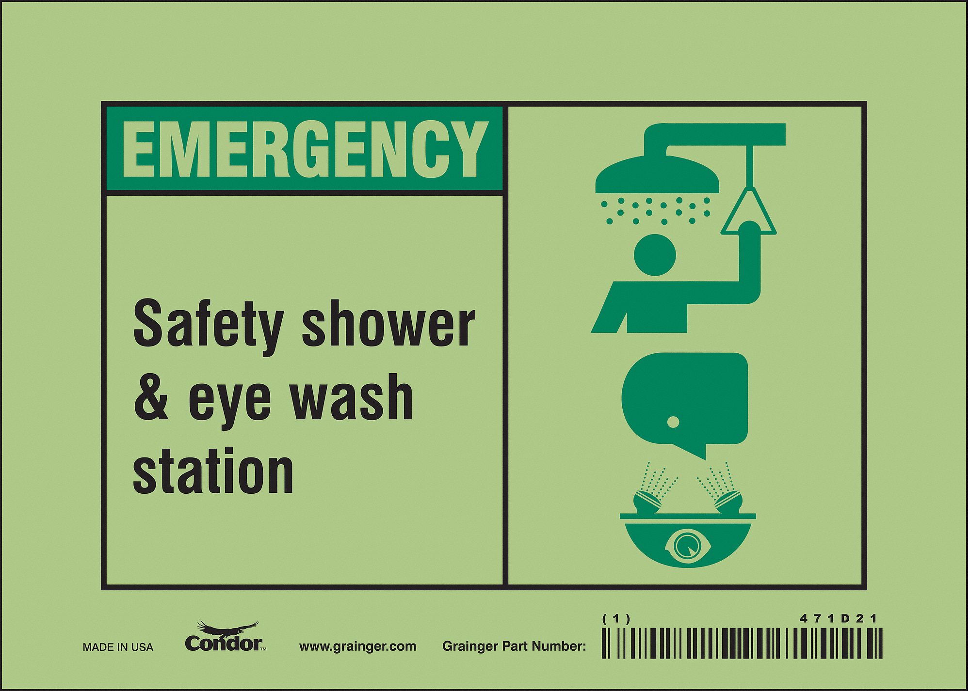 Safety Sign: Glow Vinyl, Adhesive Sign Mounting, 5 in x 7 in Nominal Sign Size, Not Retroreflective