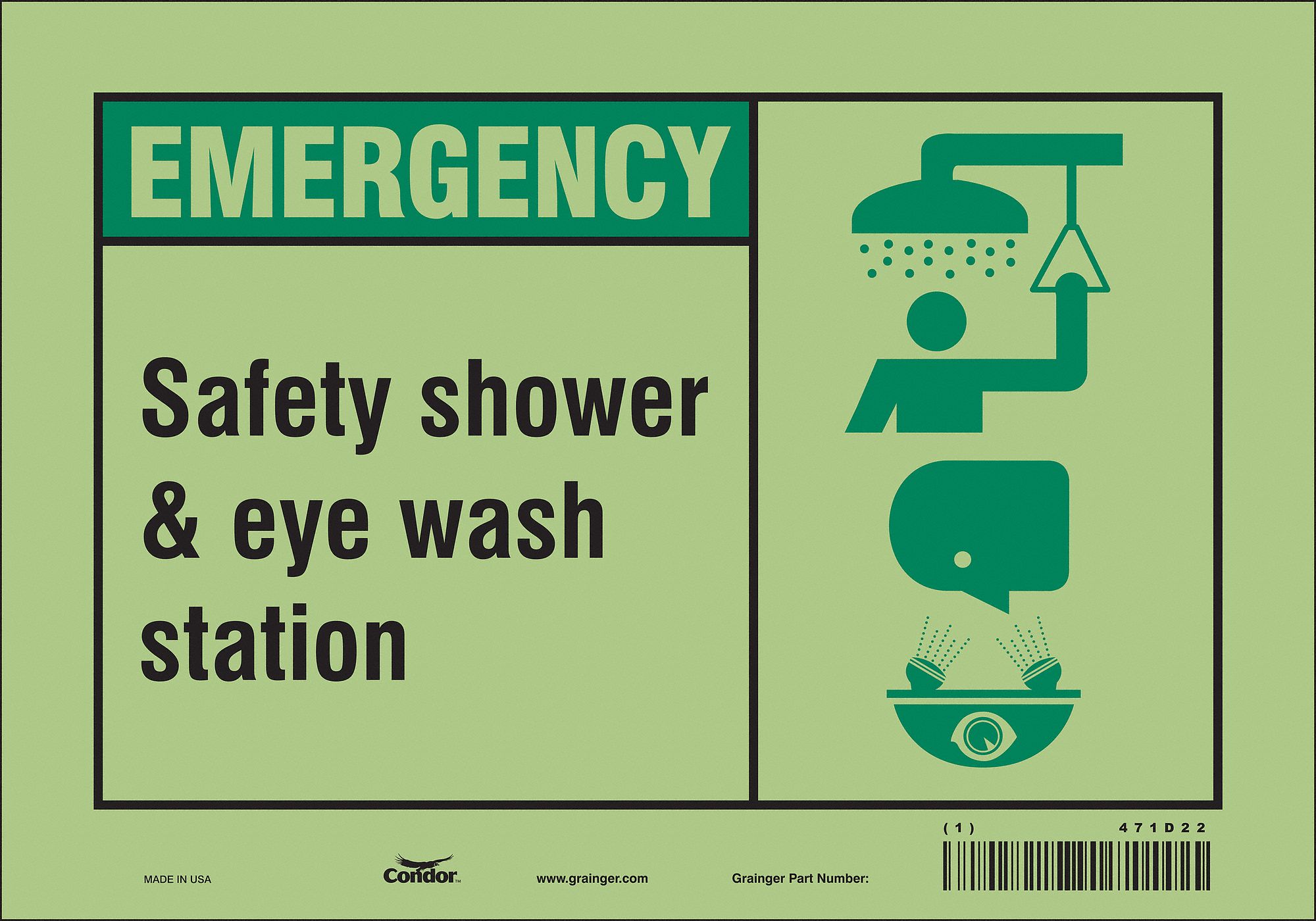 Safety Sign: Glow Vinyl, Adhesive Sign Mounting, 7 in x 10 in Nominal Sign Size, Not Retroreflective