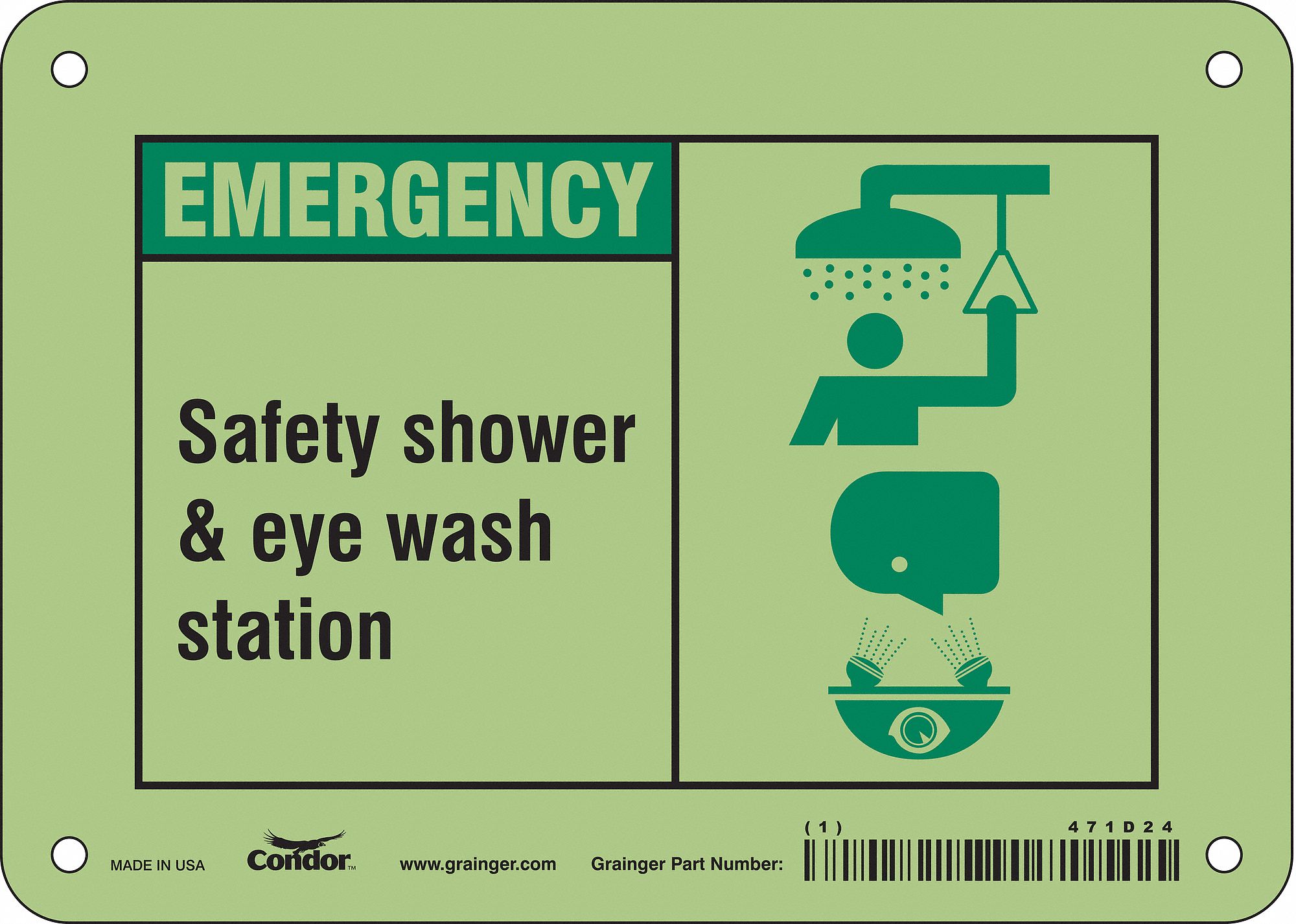 Safety Sign: Polyethylene, Mounting Holes Sign Mounting, 5 in x 7 in Nominal Sign Size