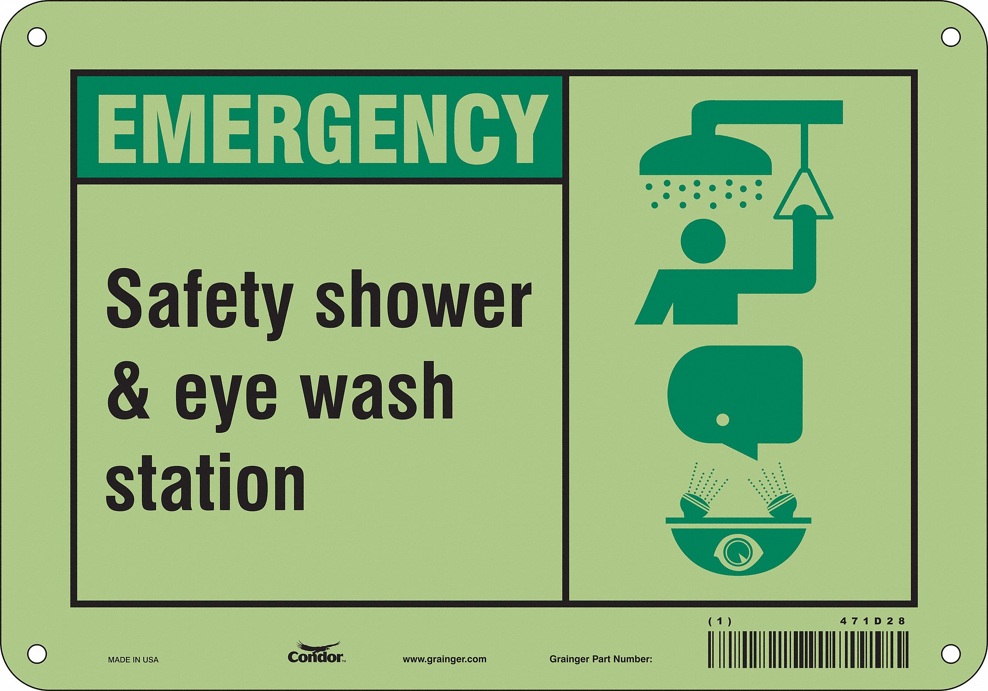 Safety Sign: Aluminum, Mounting Holes Sign Mounting, 7 in x 10 in Nominal Sign Size, 0.04 in Thick