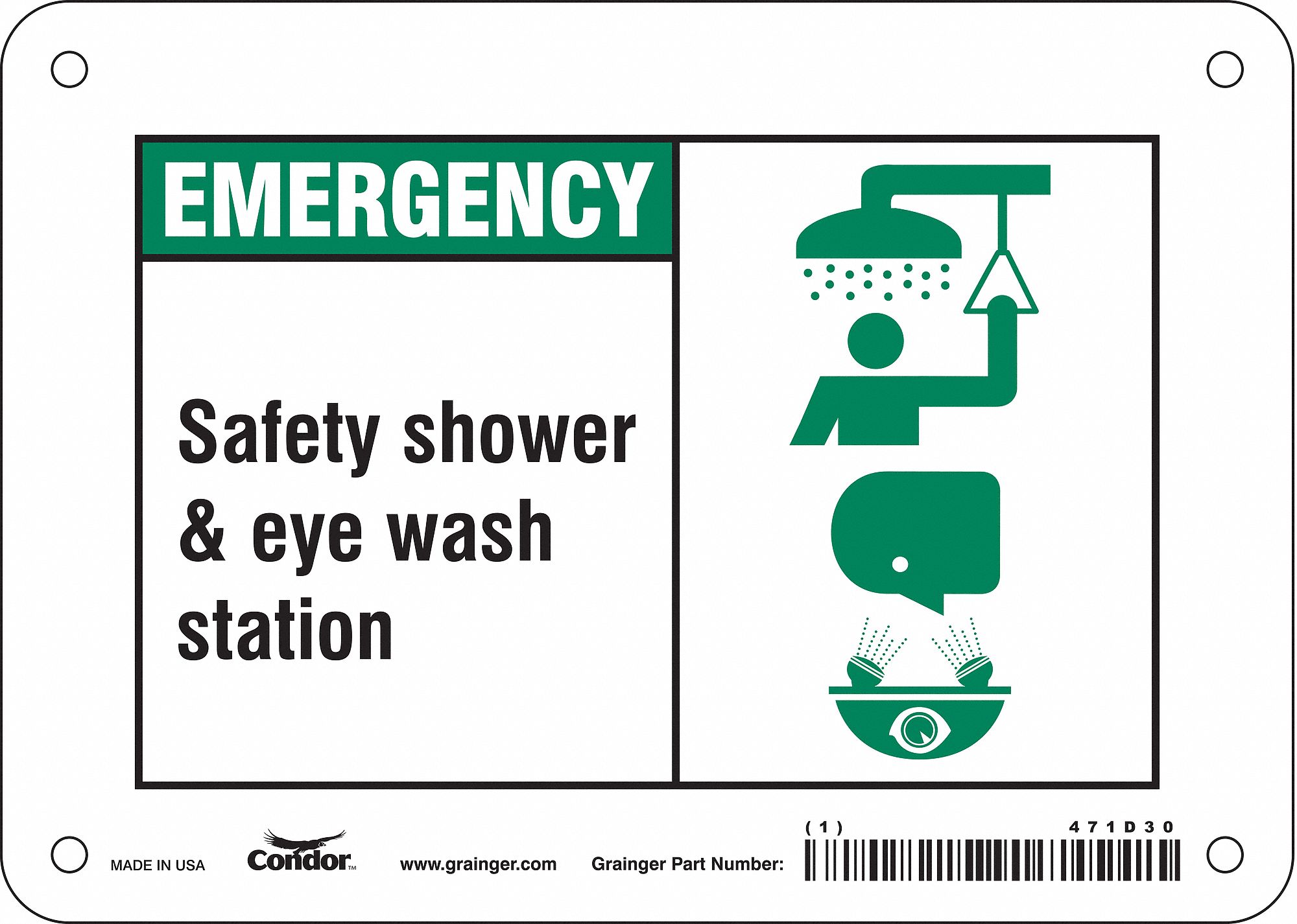 Safety Sign: Polyethylene, Mounting Holes Sign Mounting, 5 in x 7 in Nominal Sign Size