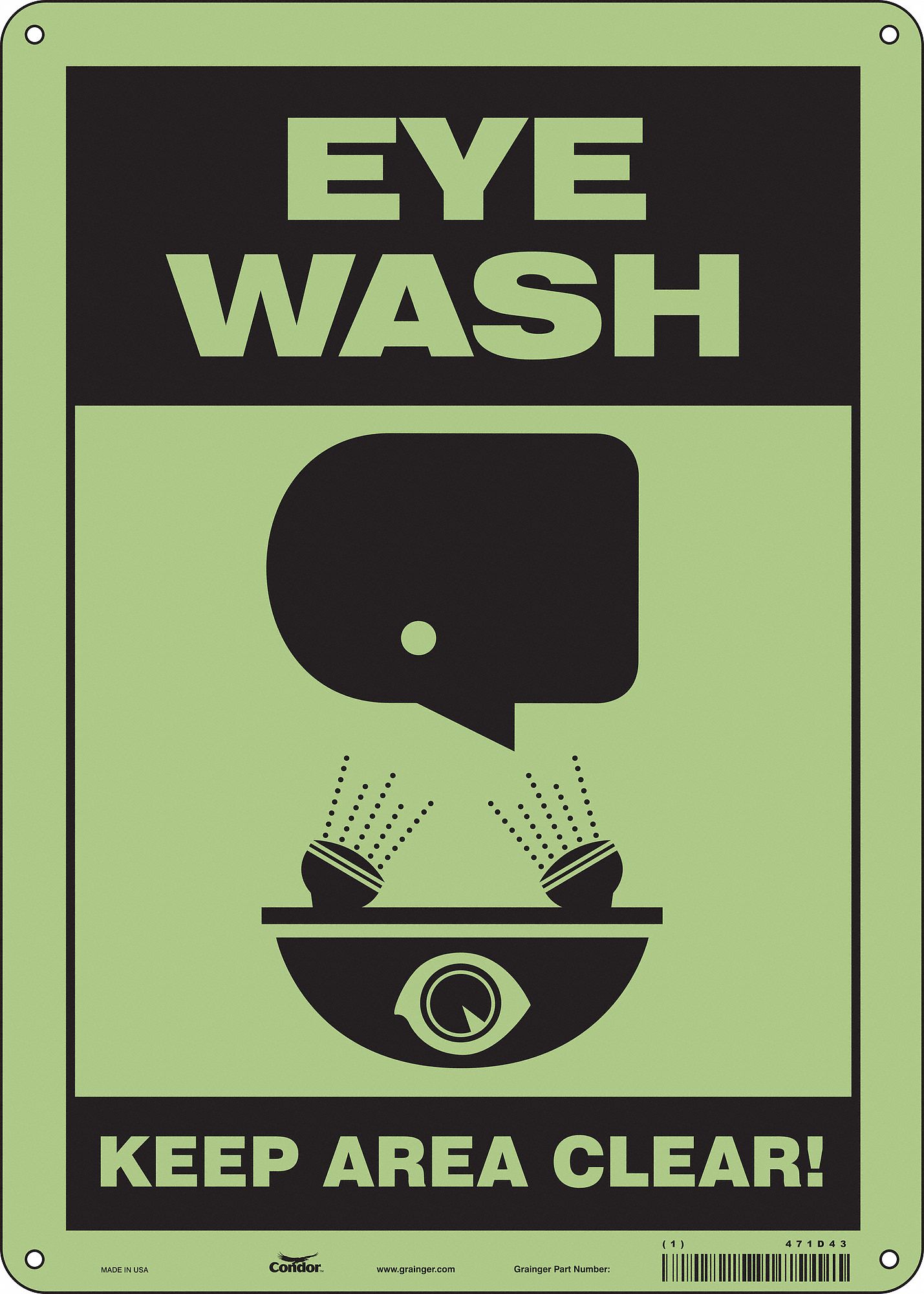 Safety Sign: Polyethylene, Mounting Holes Sign Mounting, 14 in x 10 in Nominal Sign Size