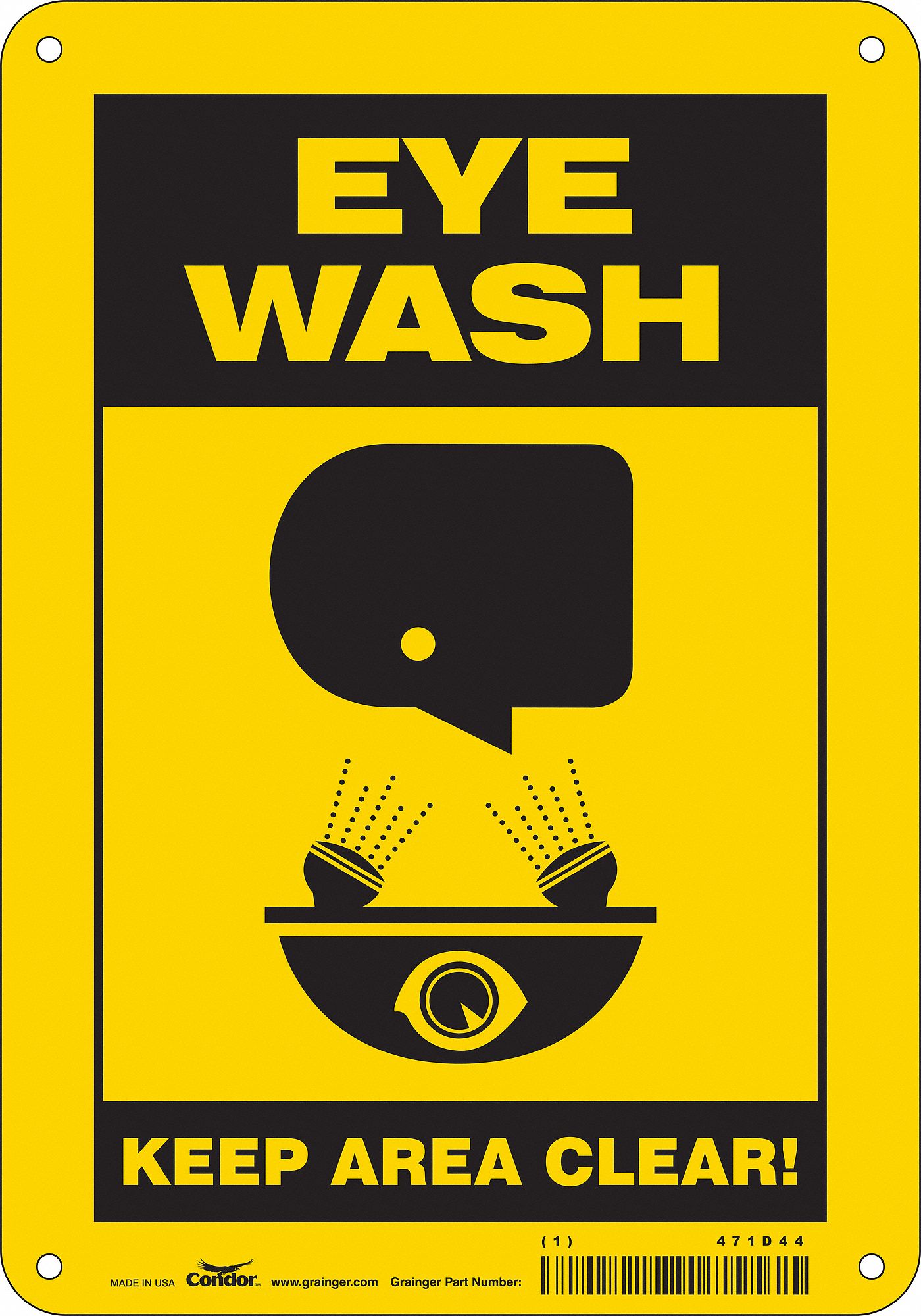 Safety Sign: Polyethylene, Mounting Holes Sign Mounting, 10 in x 7 in Nominal Sign Size