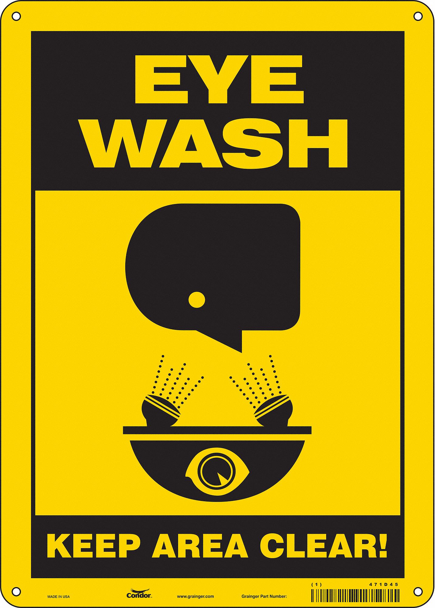Safety Sign: Polyethylene, Mounting Holes Sign Mounting, 14 in x 10 in Nominal Sign Size