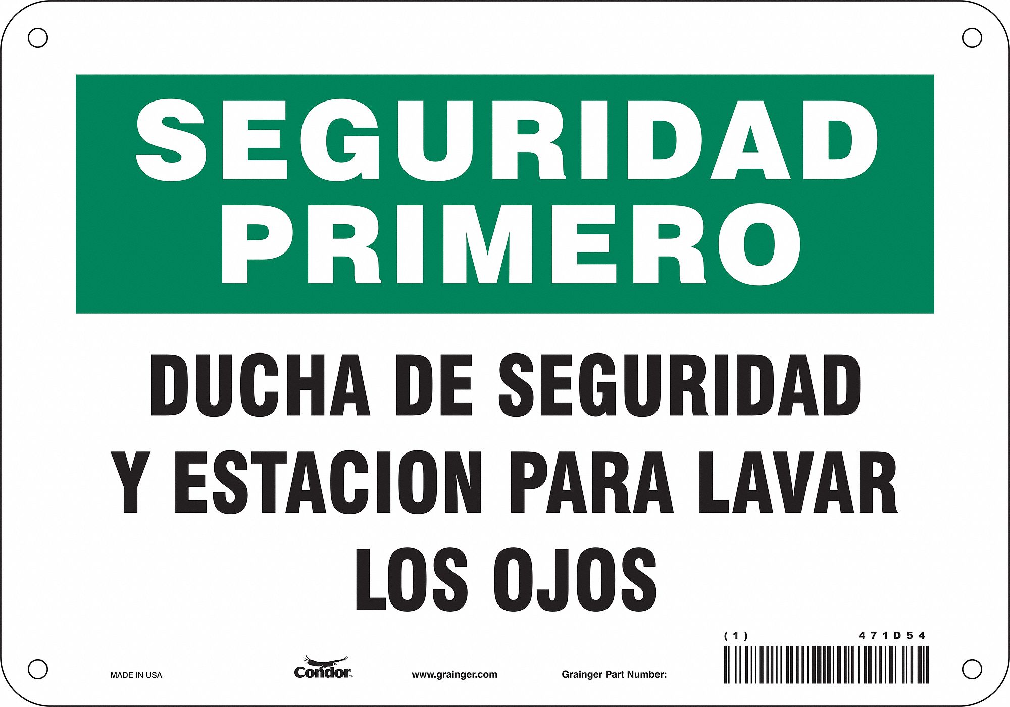 Safety Sign: Aluminum, Mounting Holes Sign Mounting, 7 in x 10 in Nominal Sign Size, 0.032 in Thick