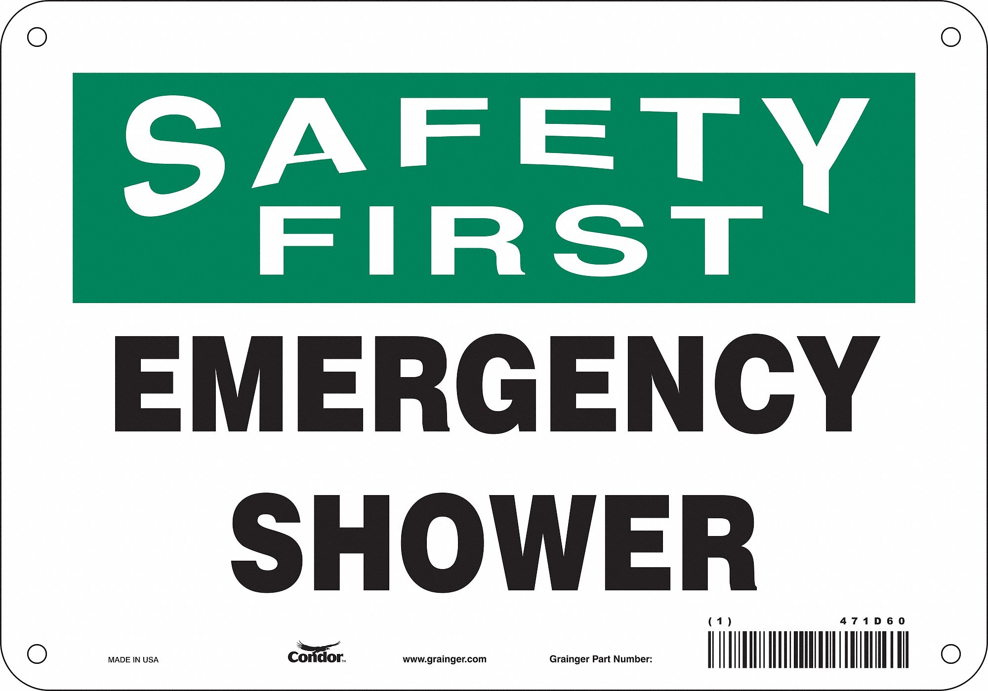 Safety Sign: Aluminum, Mounting Holes Sign Mounting, 7 in x 10 in Nominal Sign Size, 0.032 in Thick