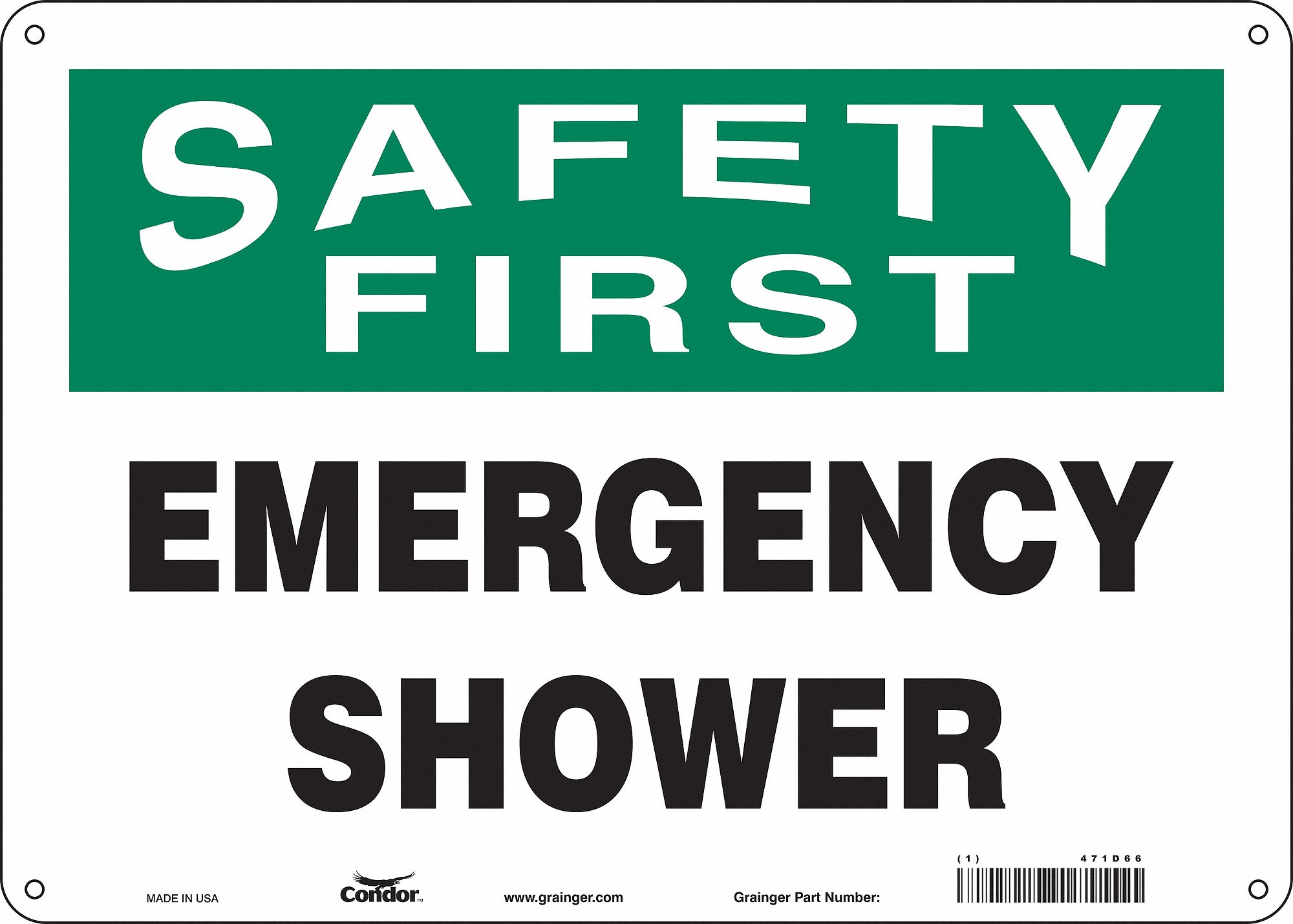 Safety Sign: Polyethylene, Mounting Holes Sign Mounting, 10 in x 14 in Nominal Sign Size