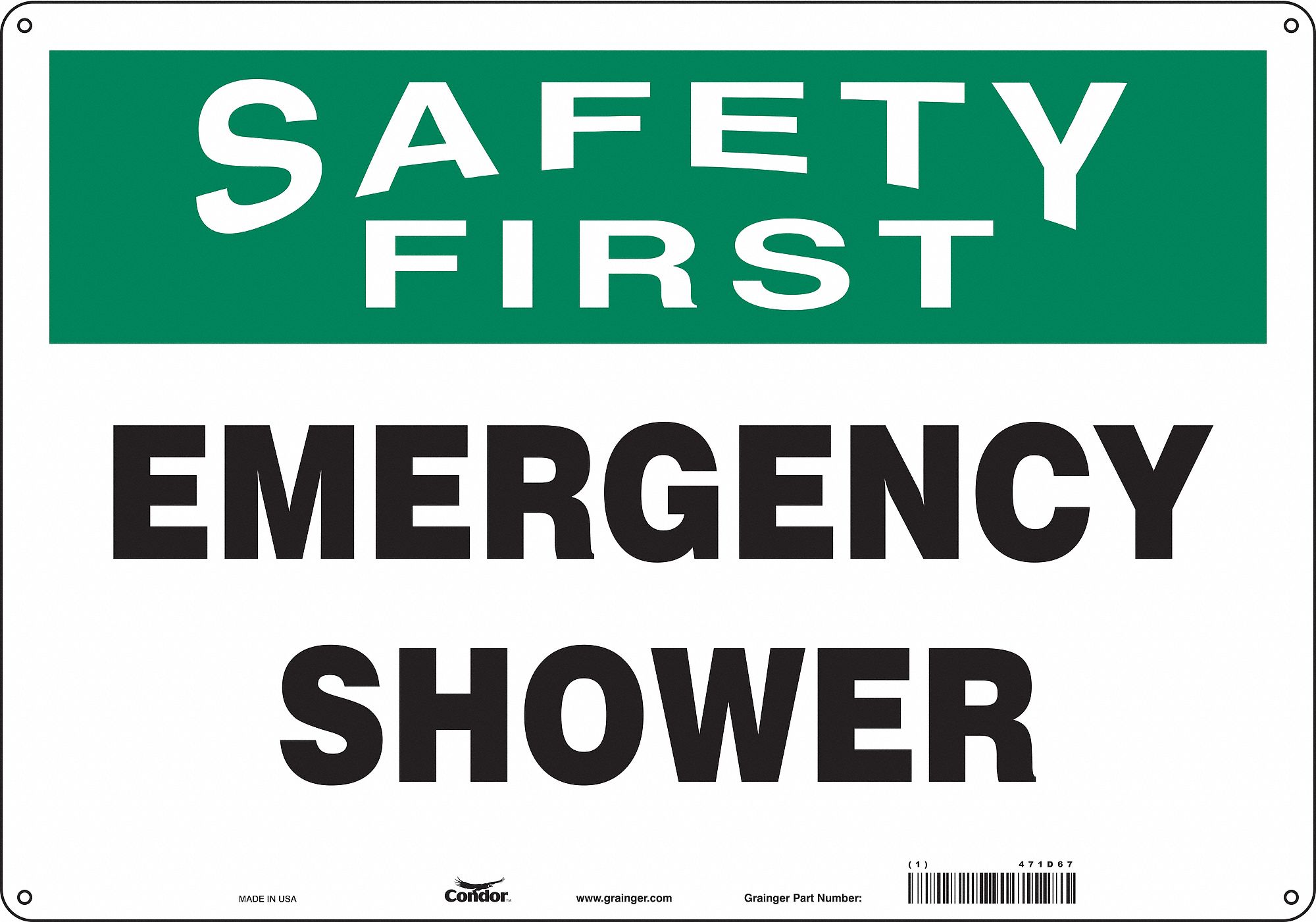 Safety Sign: Polyethylene, Mounting Holes Sign Mounting, 14 in x 20 in Nominal Sign Size