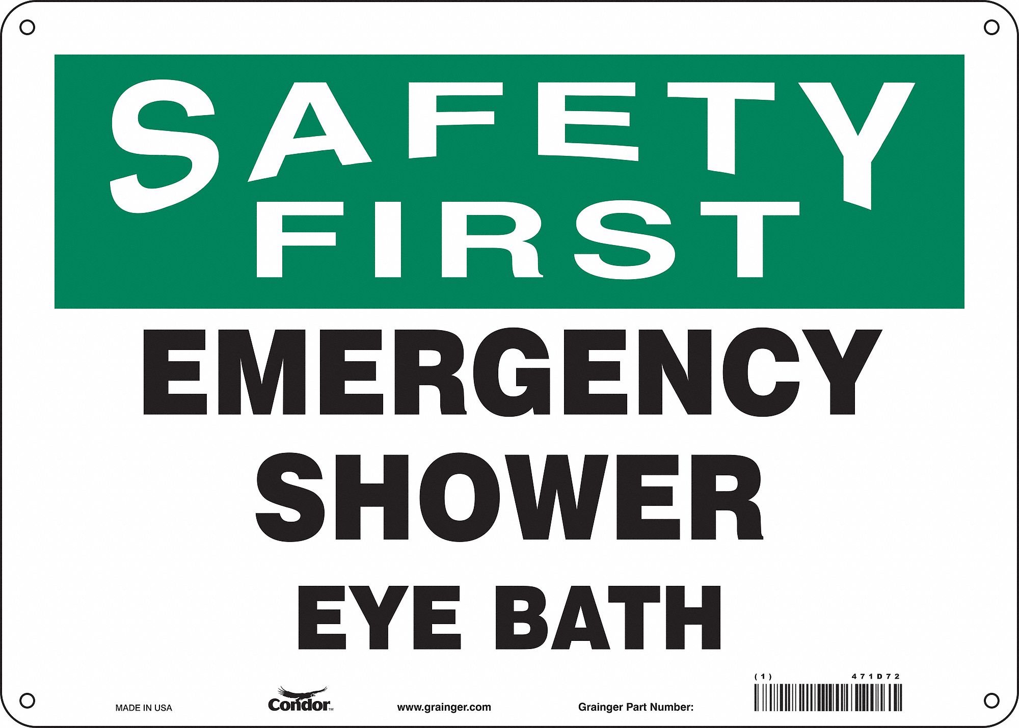 Safety Sign: Aluminum, Mounting Holes Sign Mounting, 10 in x 14 in Nominal Sign Size, 0.032 in Thick