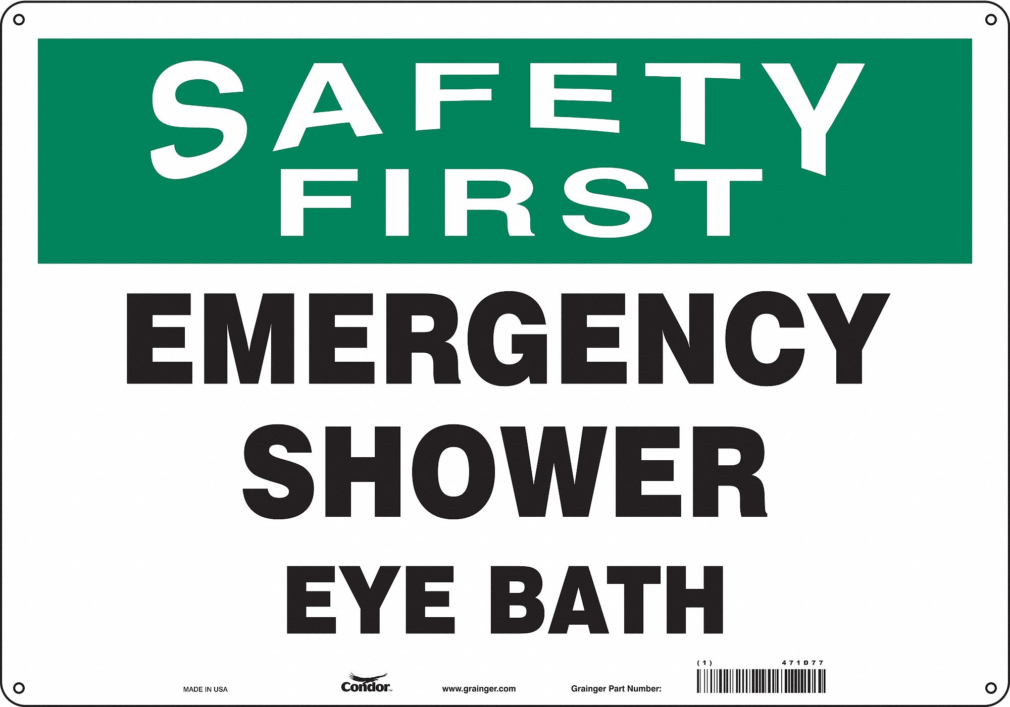 Safety Sign: Polyethylene, Mounting Holes Sign Mounting, 14 in x 20 in Nominal Sign Size