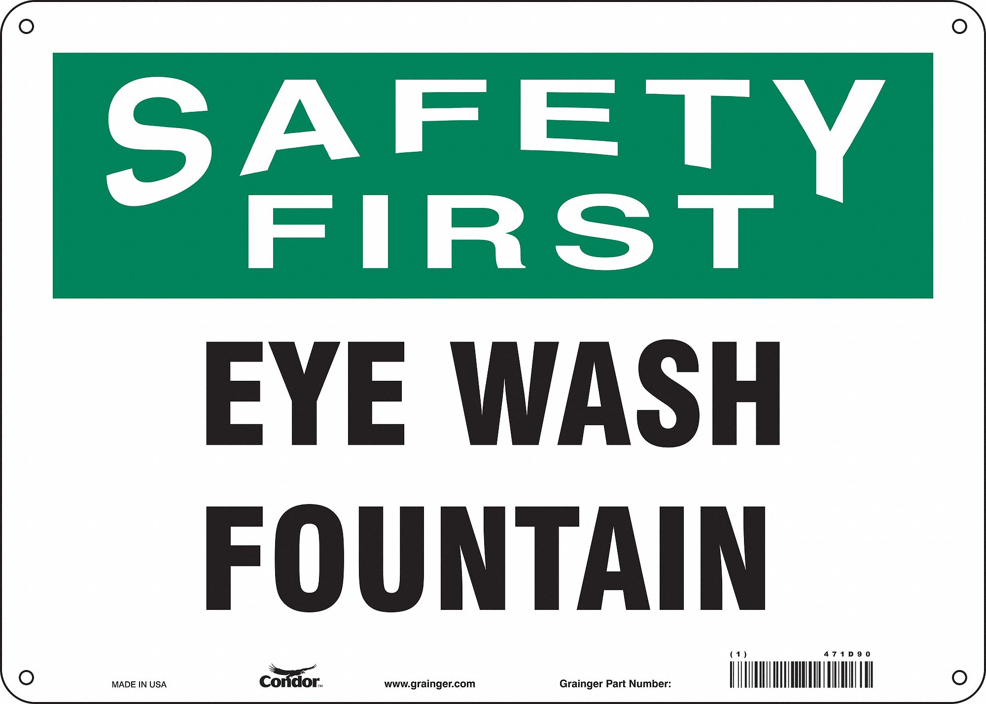 Safety Sign: Polyethylene, Mounting Holes Sign Mounting, 10 in x 14 in Nominal Sign Size