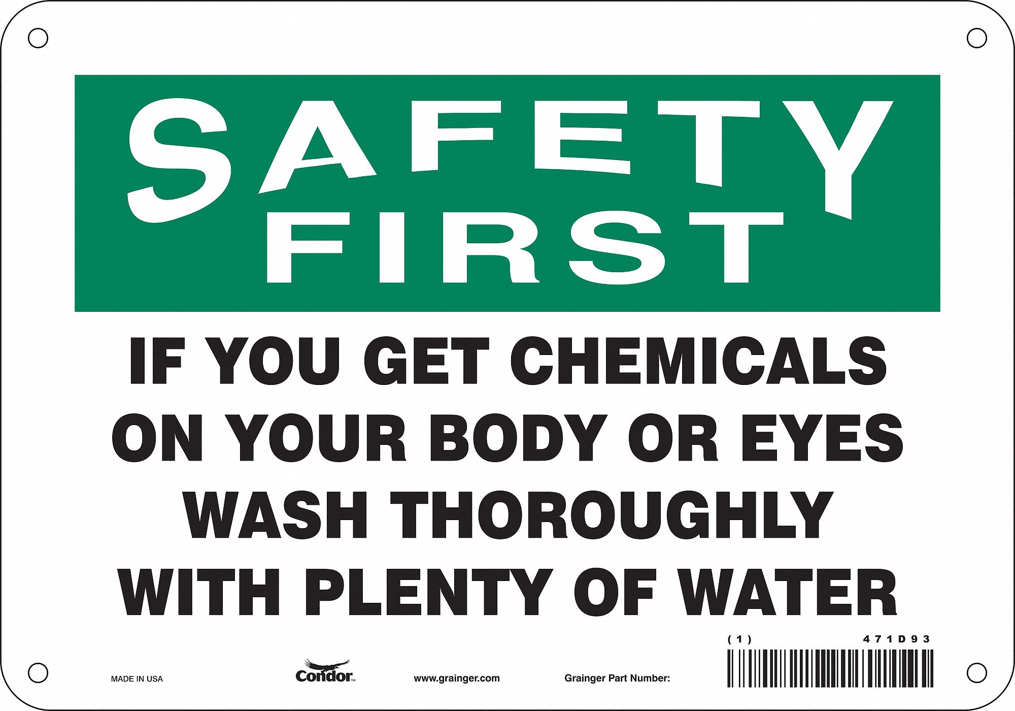 Safety Sign: Aluminum, Mounting Holes Sign Mounting, 7 in x 10 in Nominal Sign Size, 0.032 in Thick