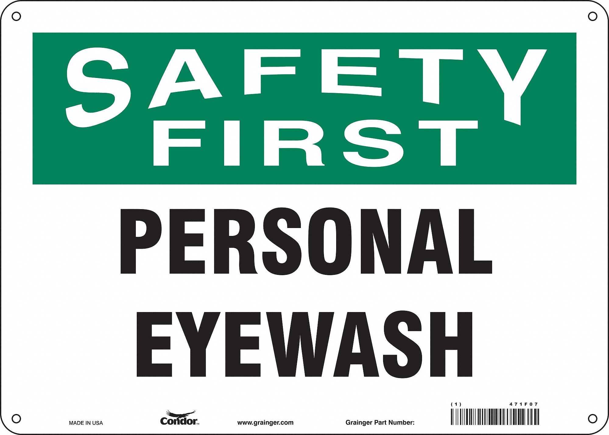 Safety Sign: Polyethylene, Mounting Holes Sign Mounting, 10 in x 14 in Nominal Sign Size