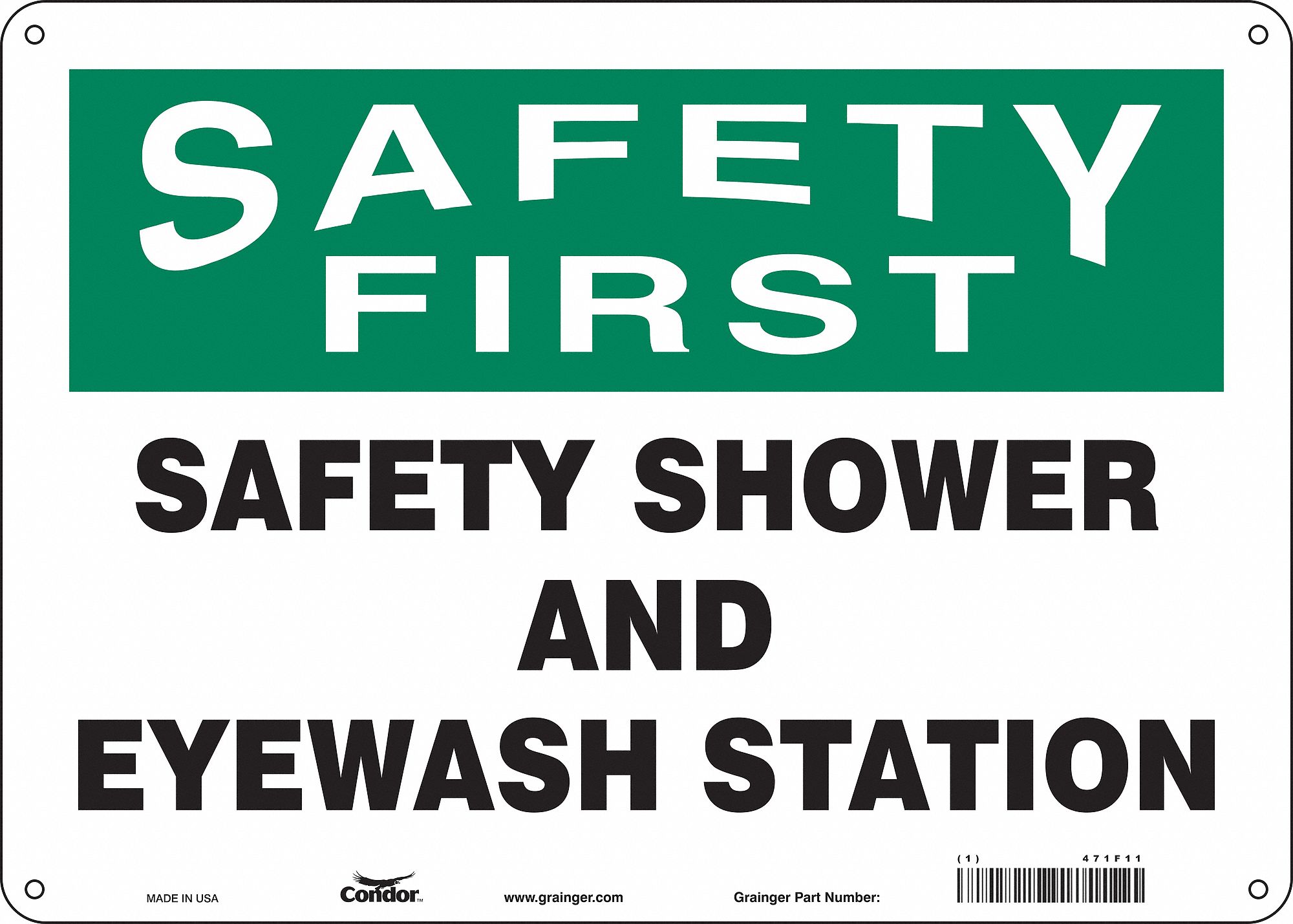 Safety Sign: Aluminum, Mounting Holes Sign Mounting, 10 in x 14 in Nominal Sign Size, 0.032 in Thick