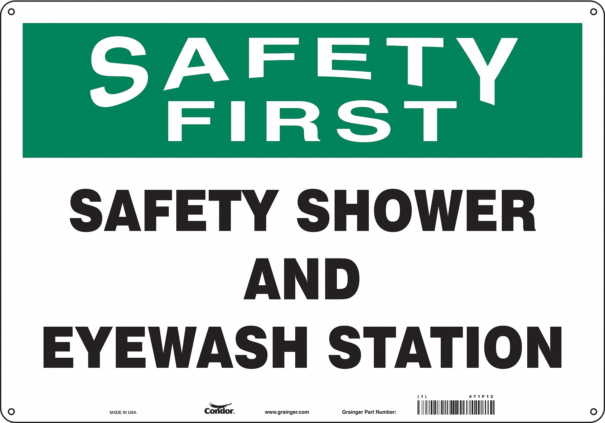 Safety Sign: Aluminum, Mounting Holes Sign Mounting, 14 in x 20 in Nominal Sign Size, 0.032 in Thick